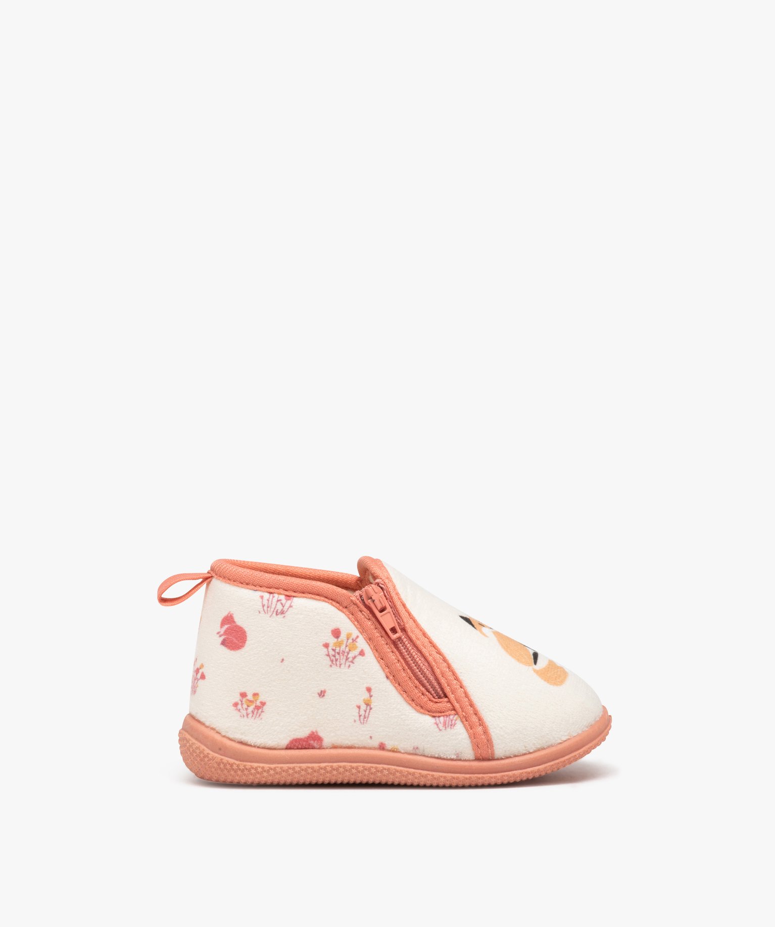chaussons bebe fille bottillons a zip imprimes renard rose bebe GEMO
