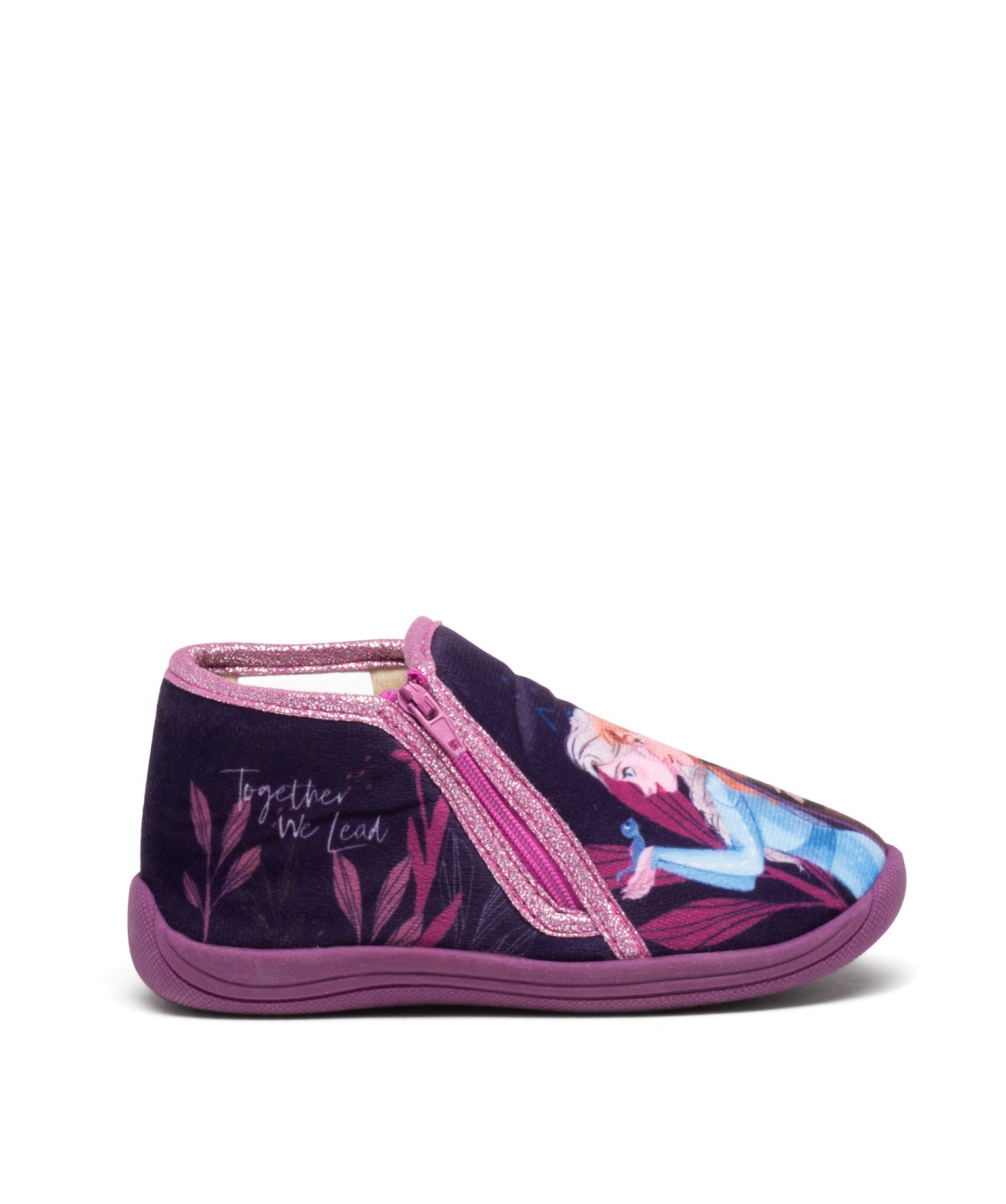 chaussons fille bottillons a zip la reine des neiges - disney violet