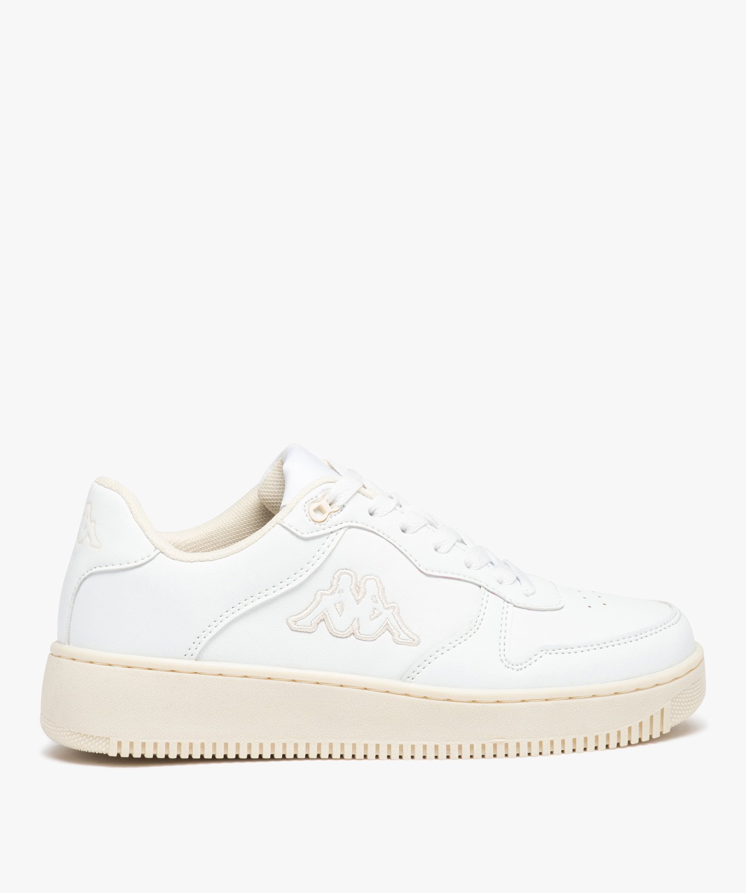 baskets femme unies style retro a lacets - kappa blanc