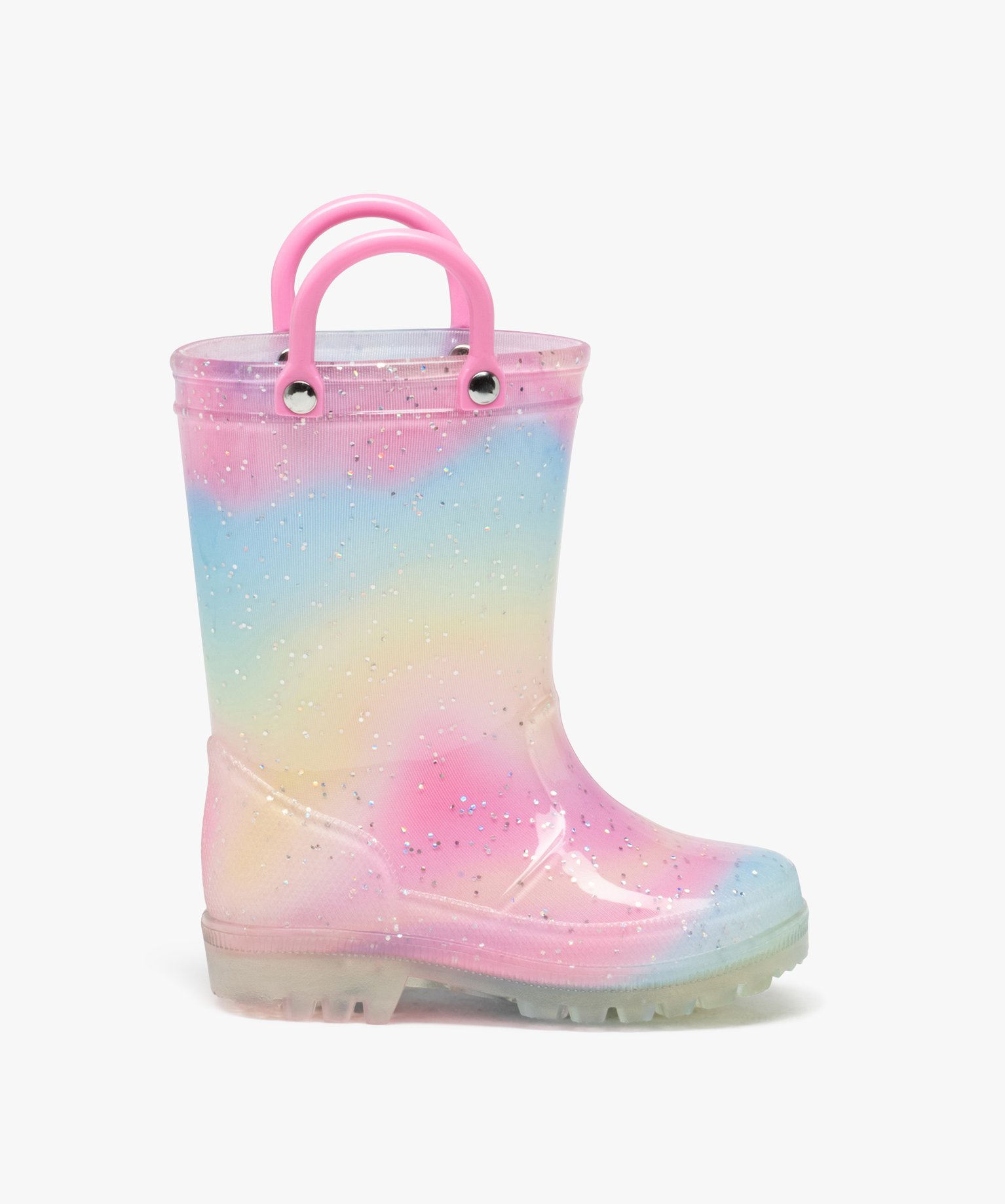 bottes de pluie bebe fille a paillettes avec anses multicolore