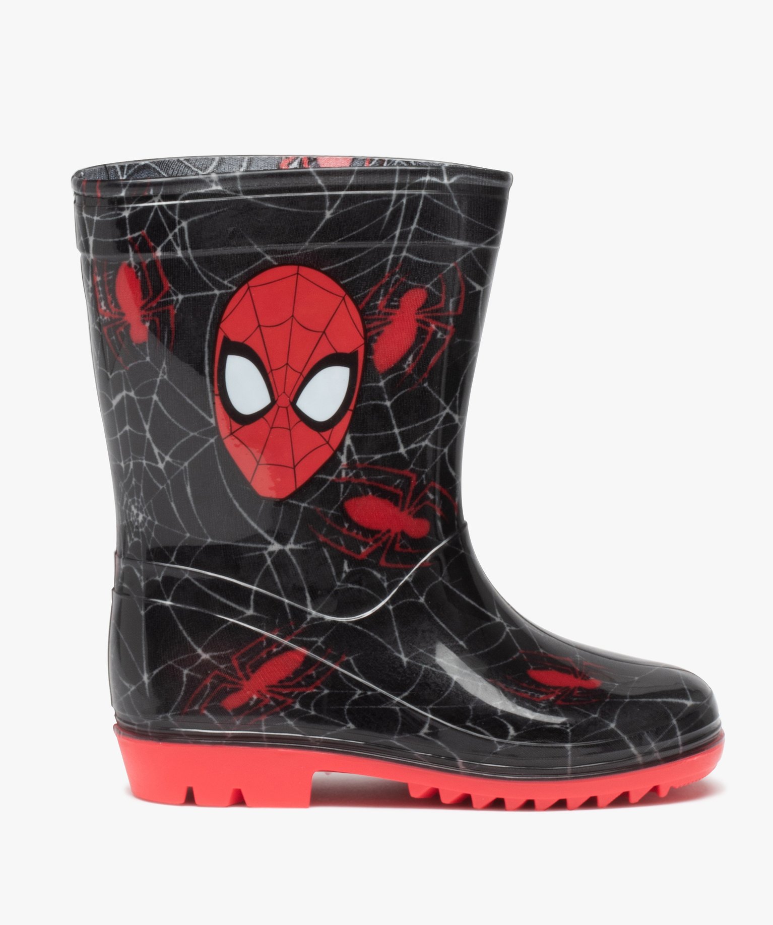 bottes de pluie garcon imprimees et a semelle coloree - spiderman noir