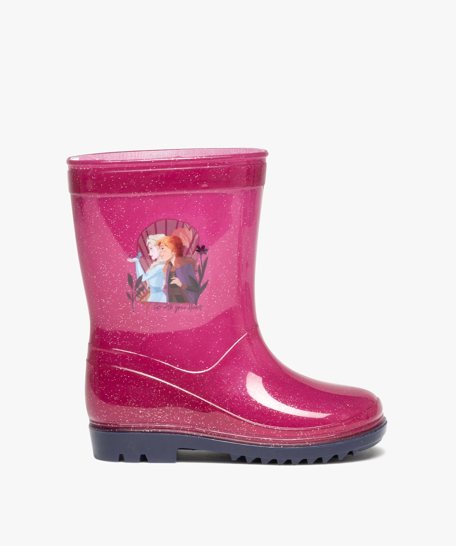 bottes de pluie fille a paillettes - reine des neiges violet