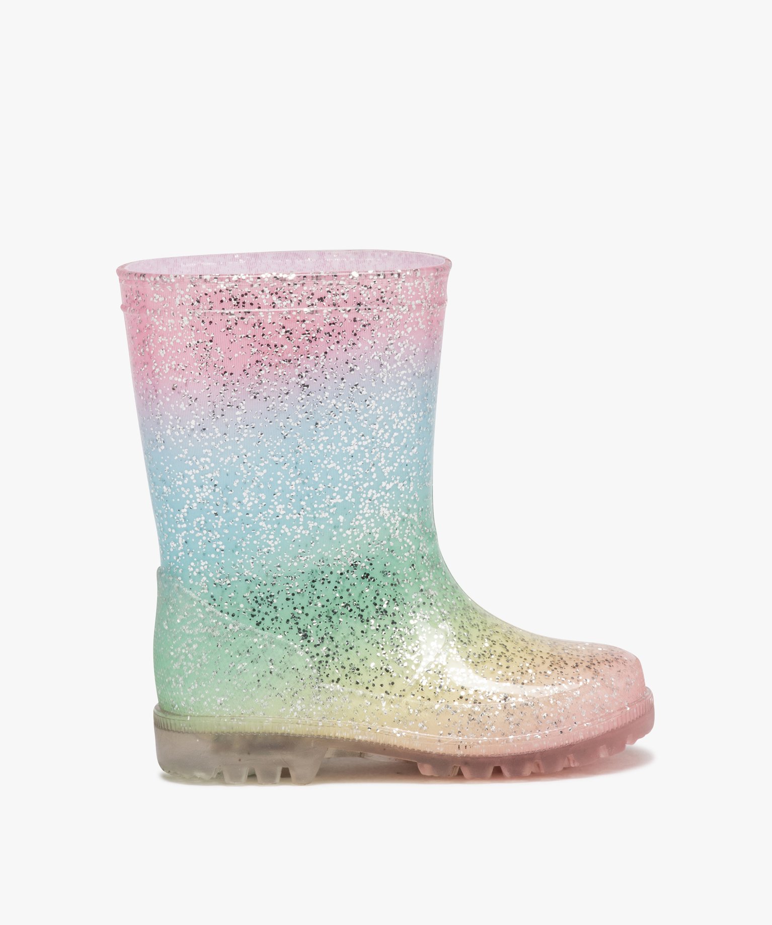 bottes de pluie fille arc-en-ciel a paillettes multicolore