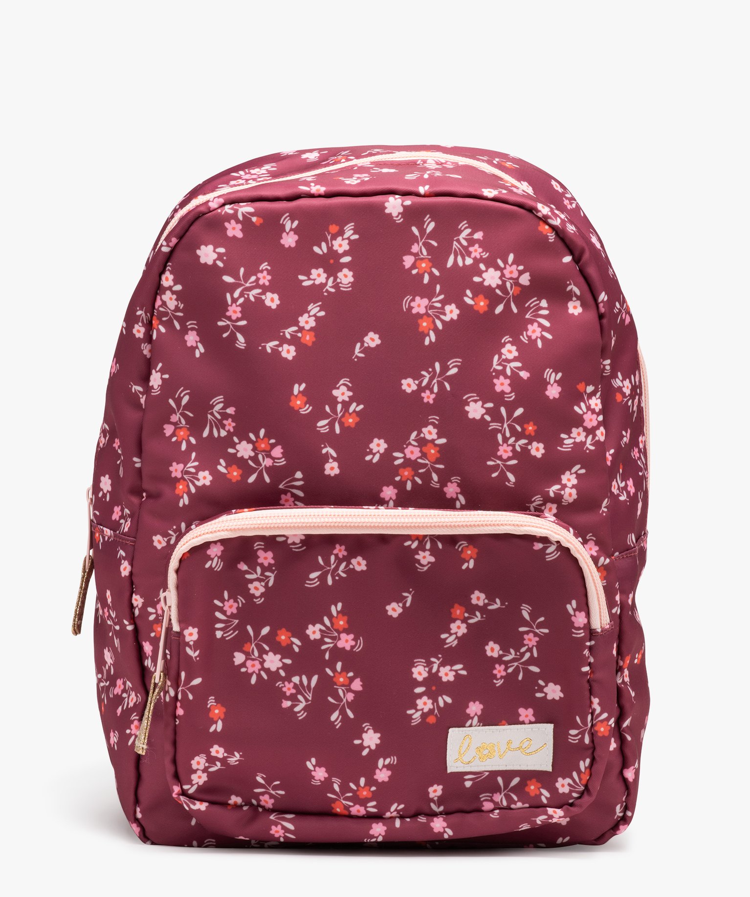 sac a dos en toile a motifs fleuris fille rose