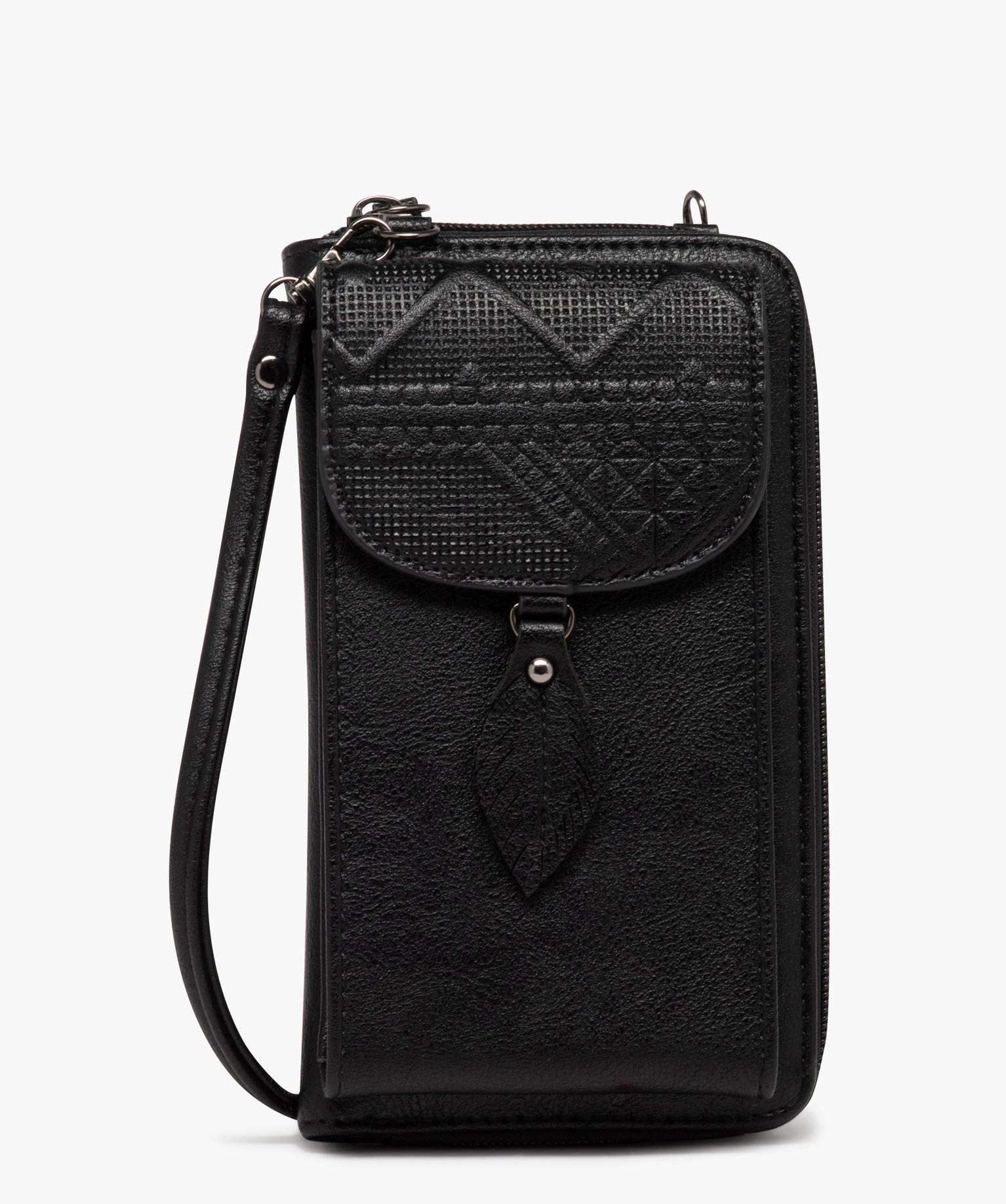 pochette porte-feuille avec bandouliere amovible femme noir porte-monnaie et portefeuilles