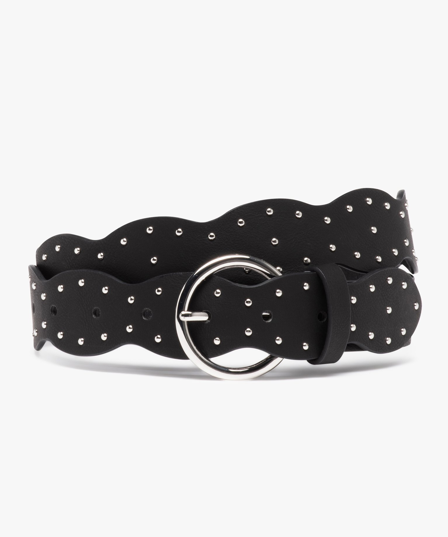 ceinture a forme originale et clous dores femme noir femme G MO