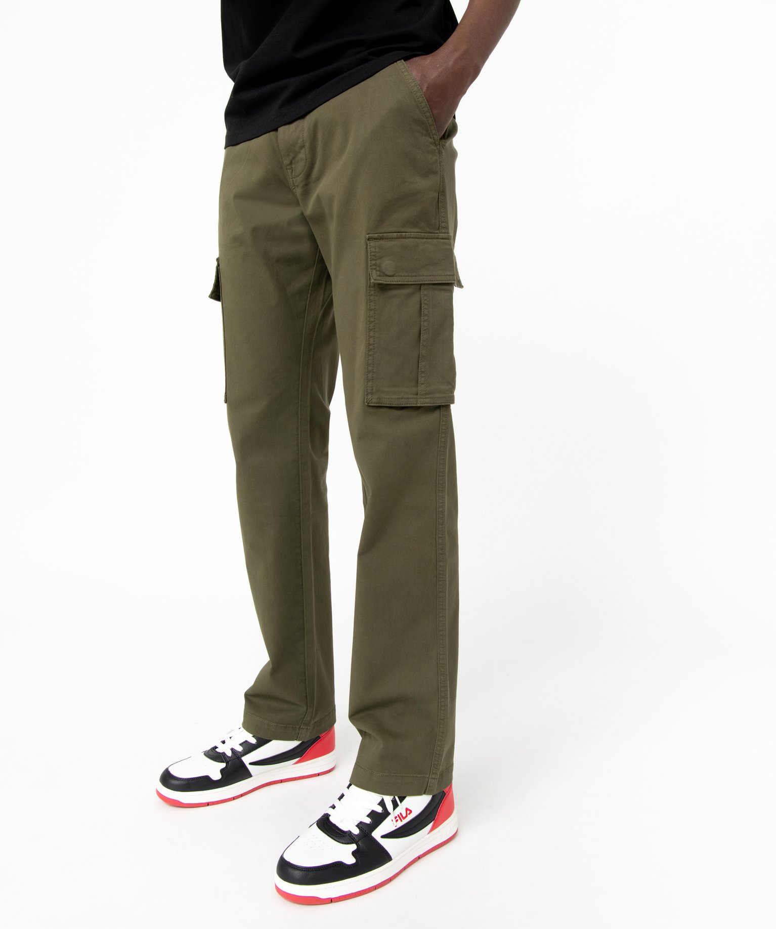 pantalon cargo en coton stretch homme vert