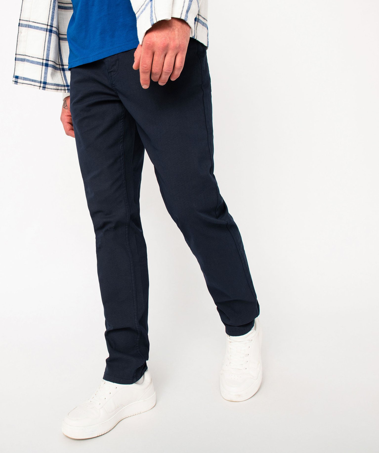 pantalon 5 poches coupe slim en toile extensible homme bleu