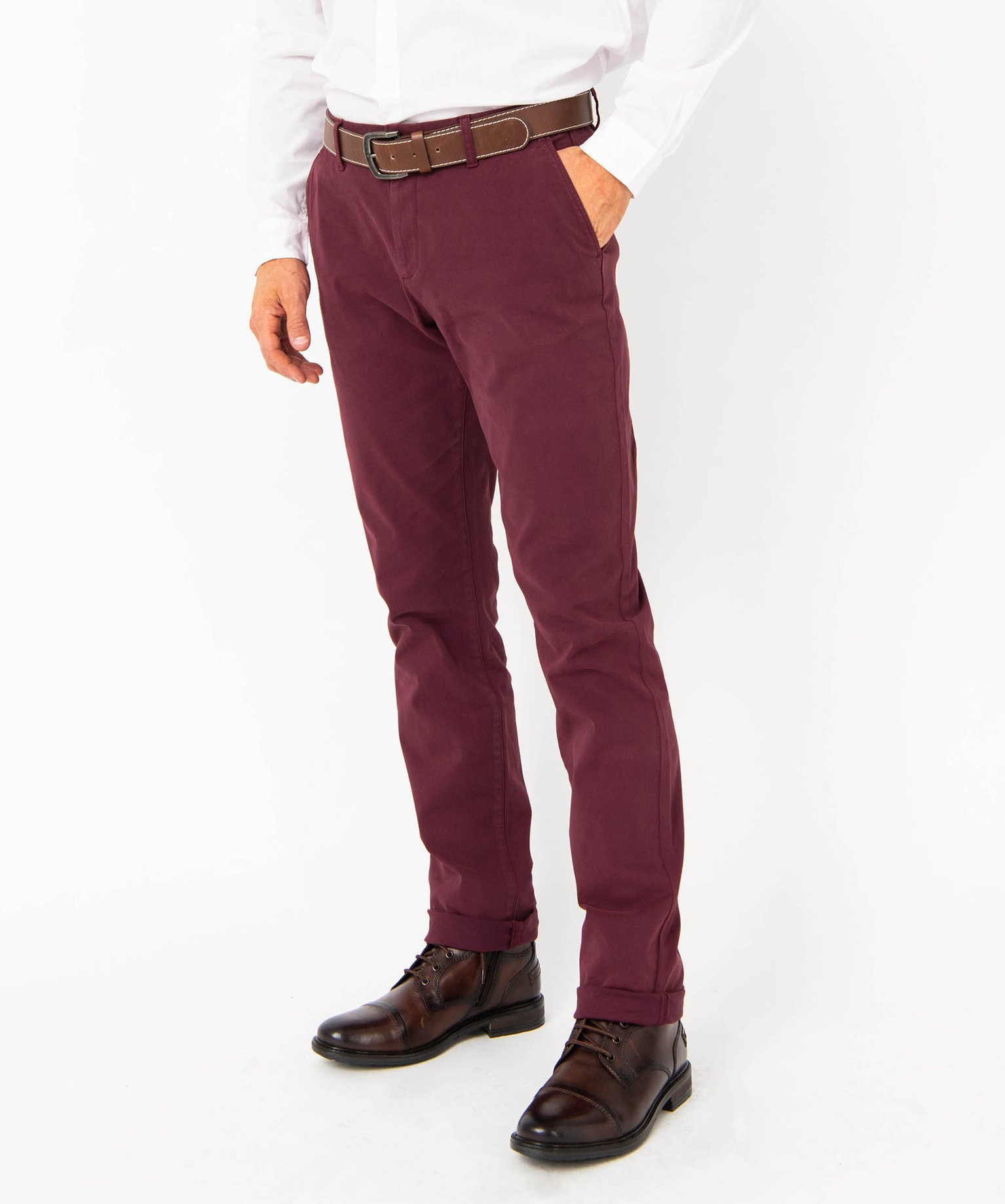 Pantalon Homme Coton Stretch Rouge