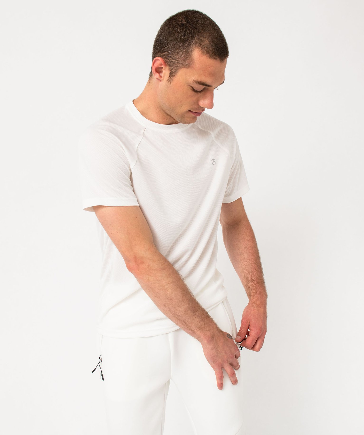 tee-shirt manches courtes en mesh respirant homme blanc tee-shirts