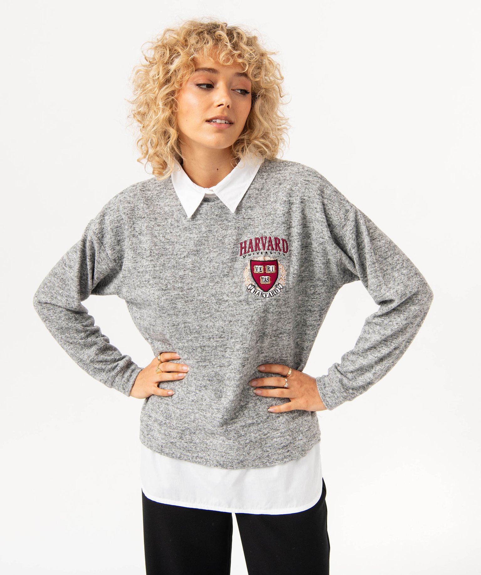 Pull sales effet chemise