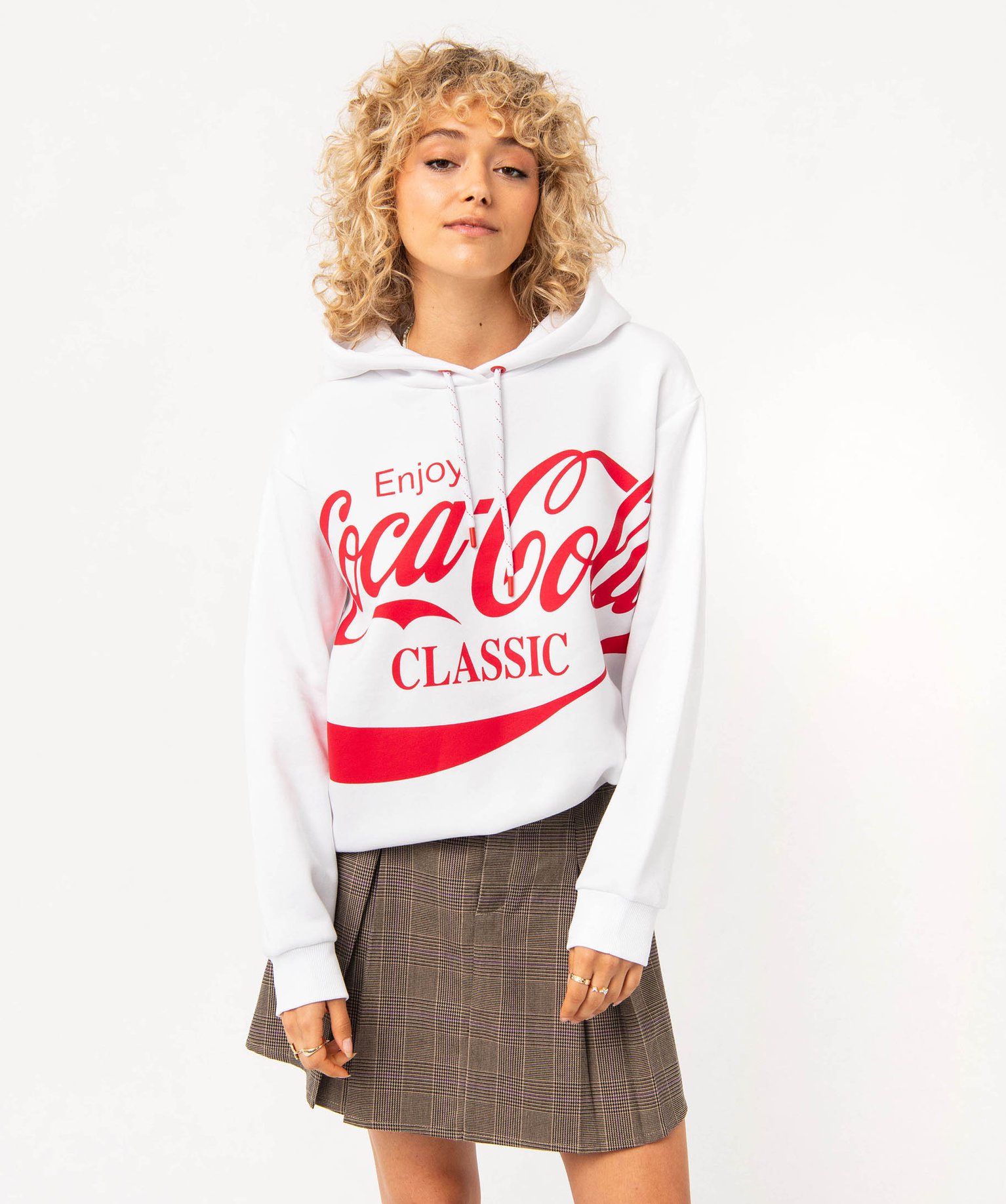 sweat a capuche coupe oversize femme - coca cola blanc sweats femme