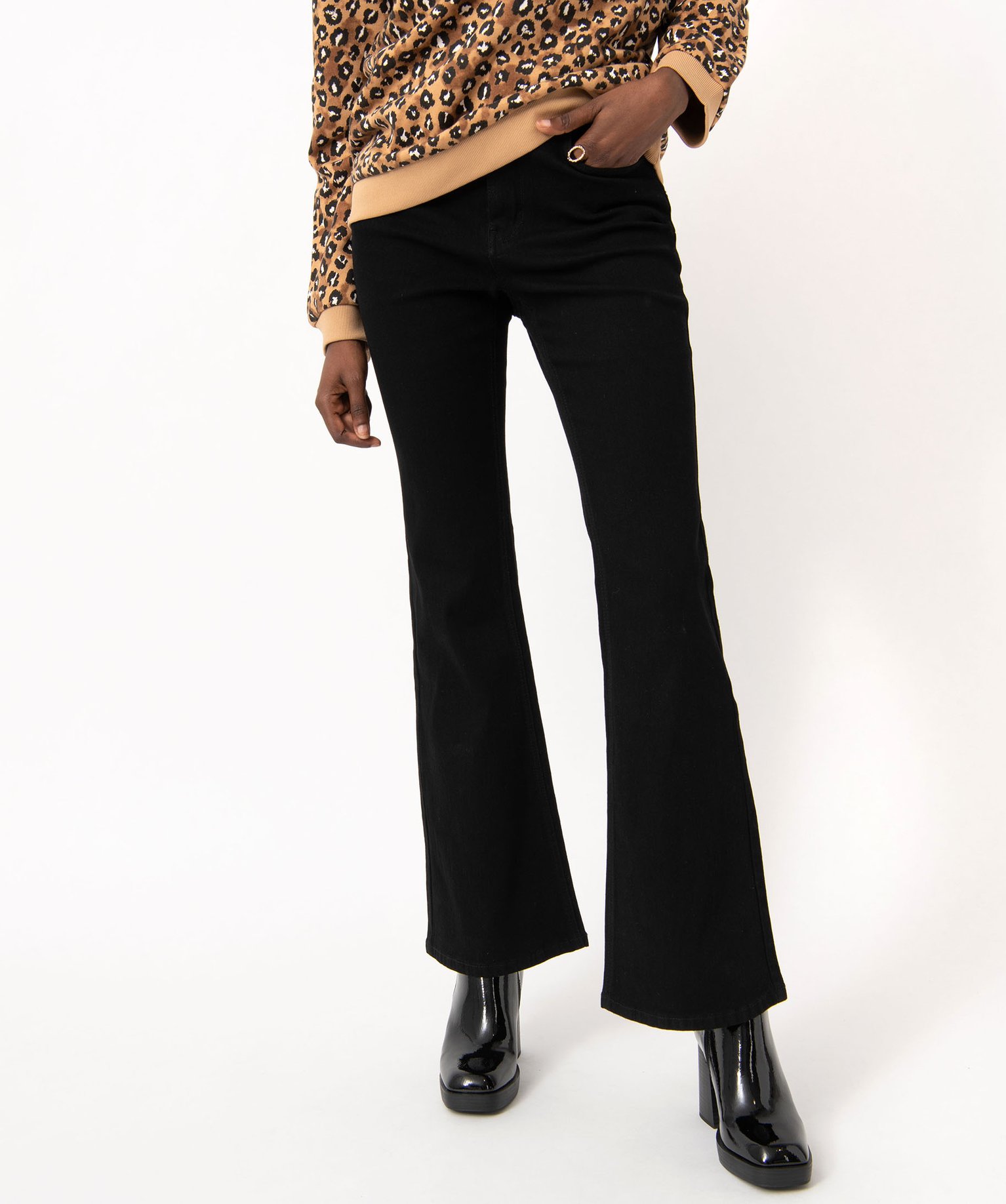 Jean bootcut noir femme taille haute outlet