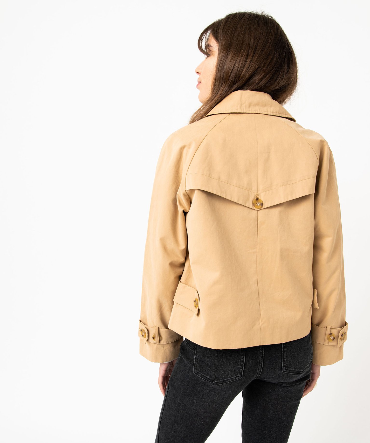 veste impermeable courte coupe large femme orange manteaux femme