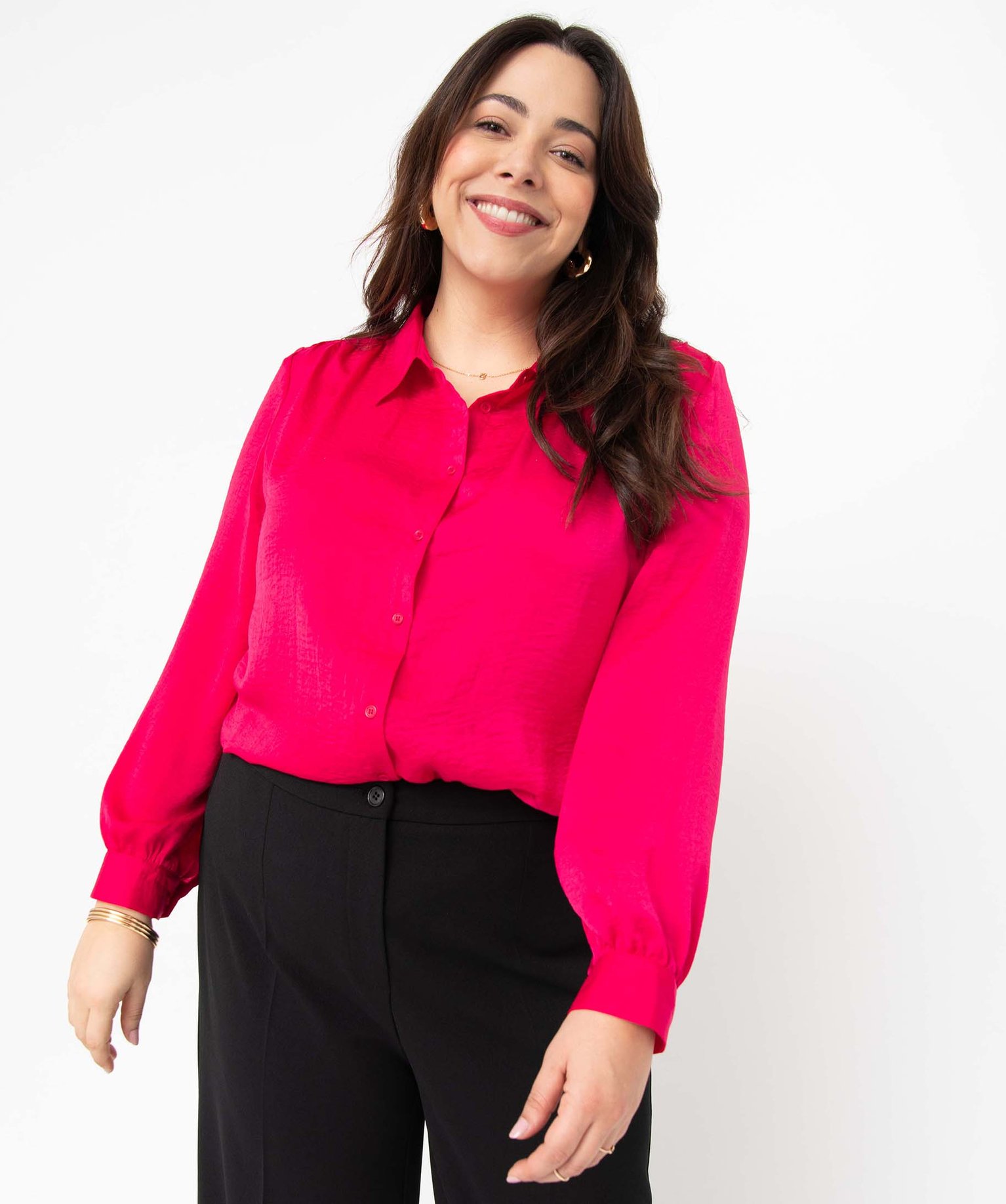 chemise femme grande taille en matiere satinee rose chemisiers et blouses femme GEMO