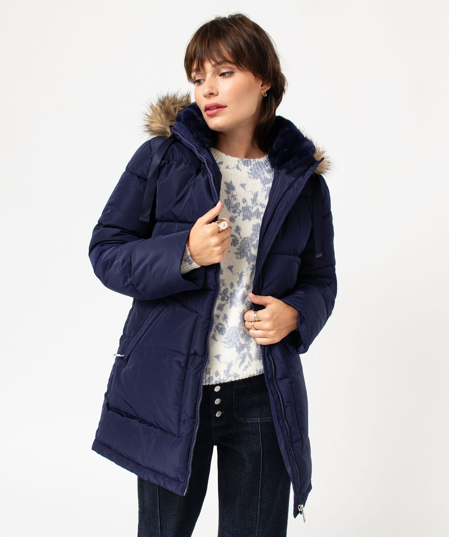 Manteau femme hiver bleu marine clearance