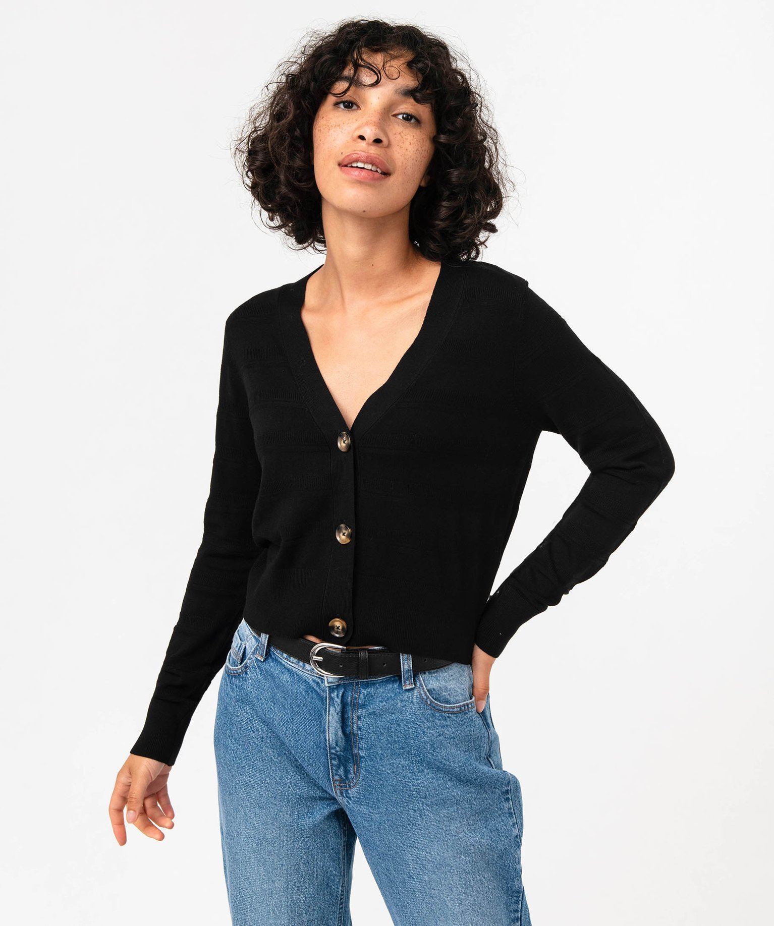 Anvilprojects V Neck Cotton Cardigan Plus Size Peplum Blouse White