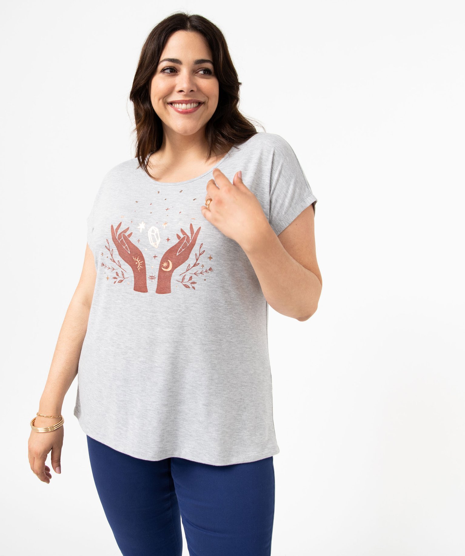 Tee shirt femme long grande 2025 taille