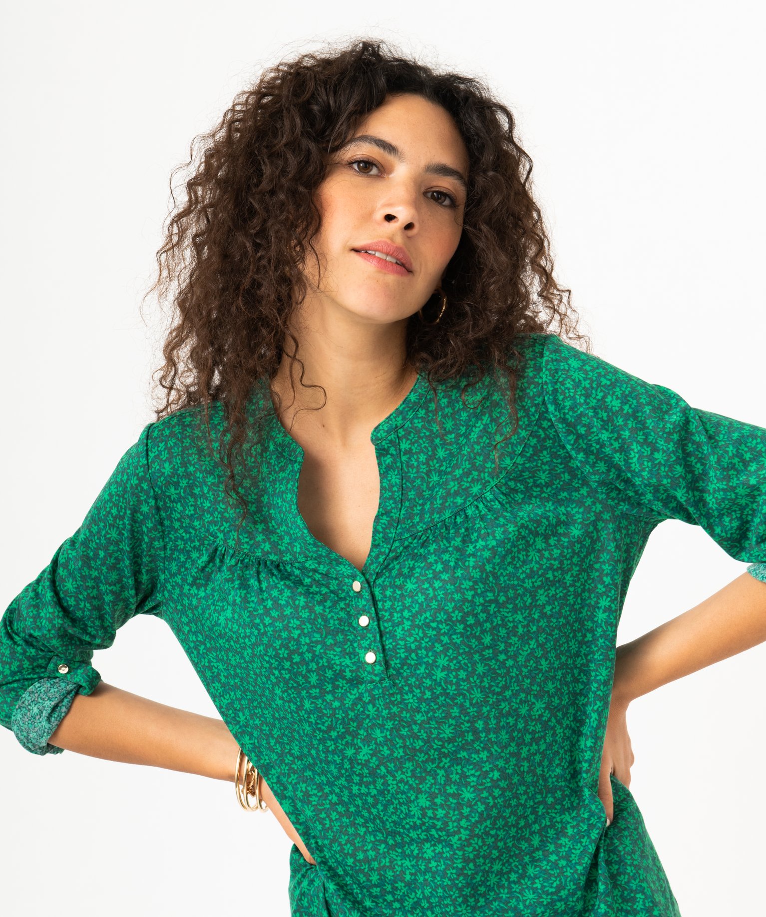 tee-shirt a manches longues imprime en polyester recycle femme imprime t-shirts manches longues