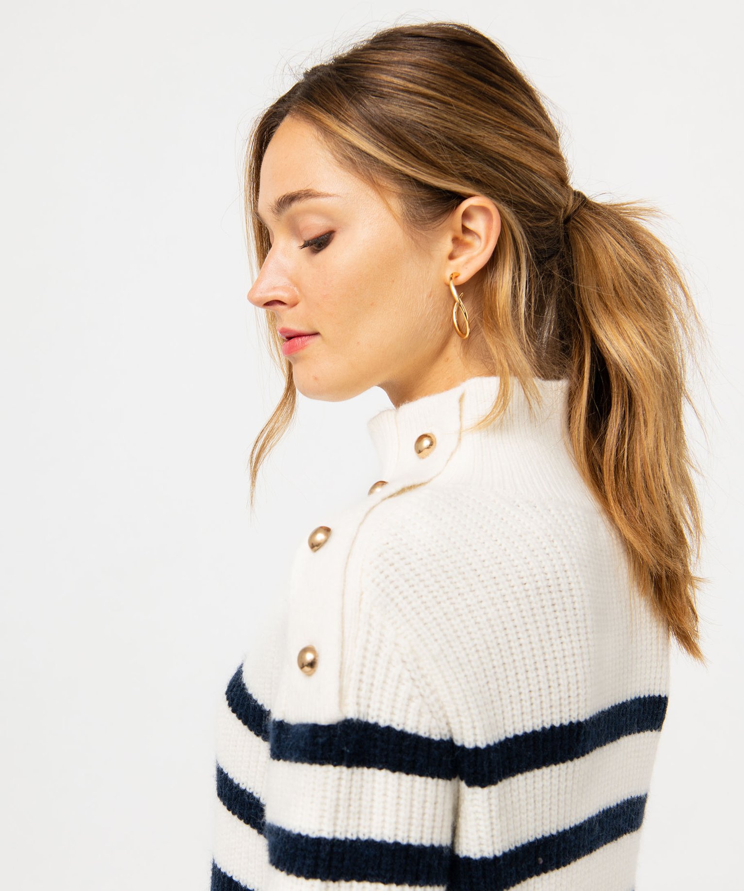 Pull marinière col montant femme hotsell