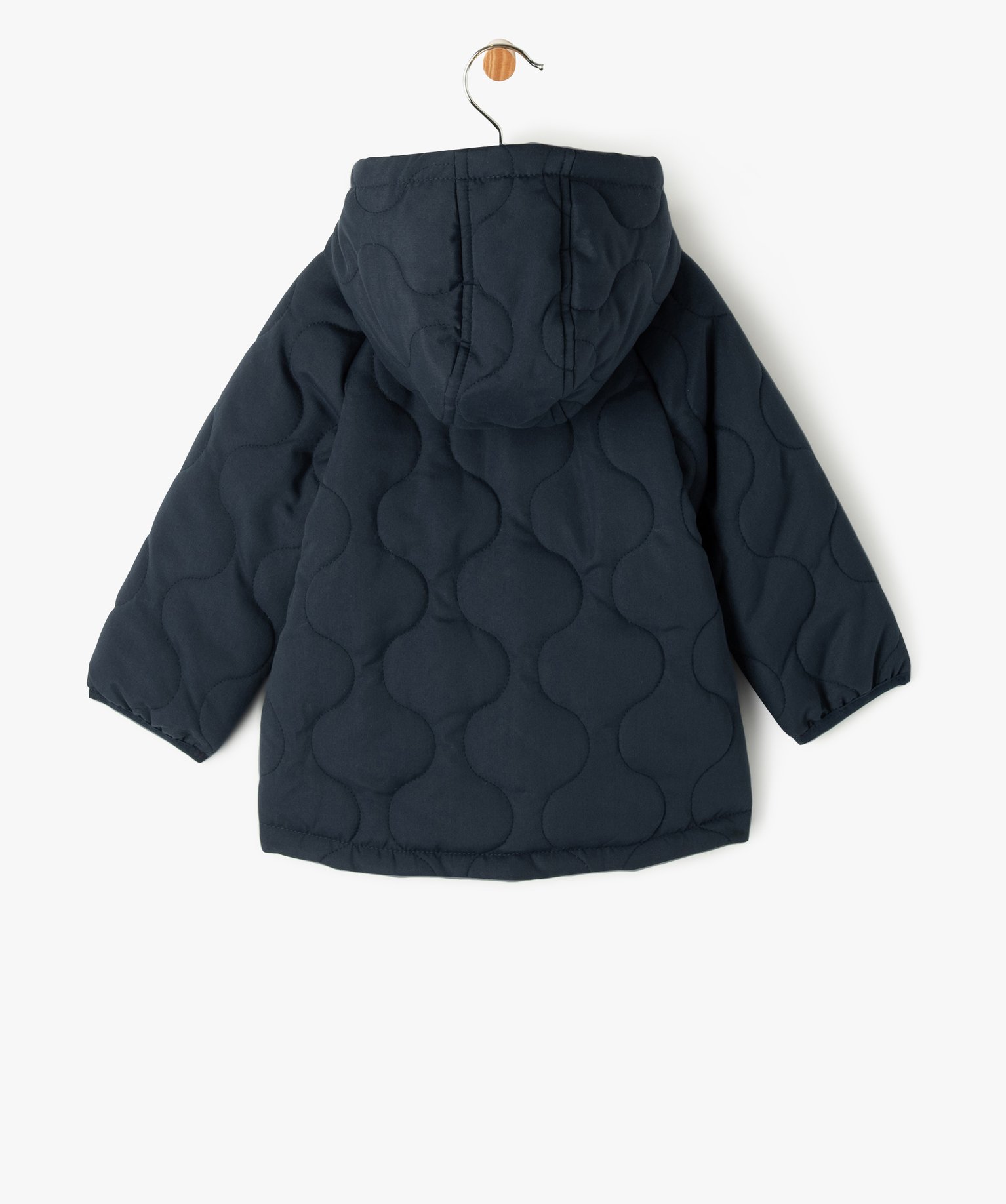 manteau droit matelasse a capuche bebe garcon bleu manteaux blousons bebe GEMO