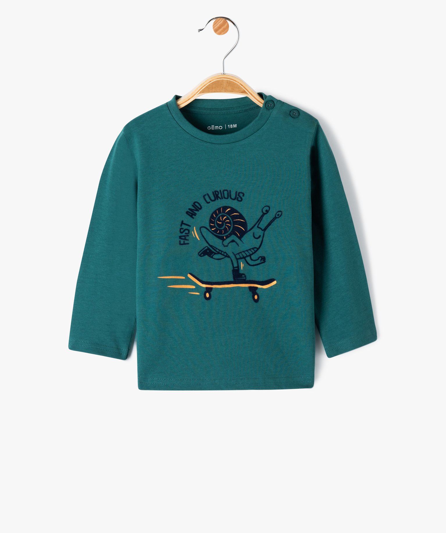 tee-shirt imprime a manches longues en coton bebe garcon vert