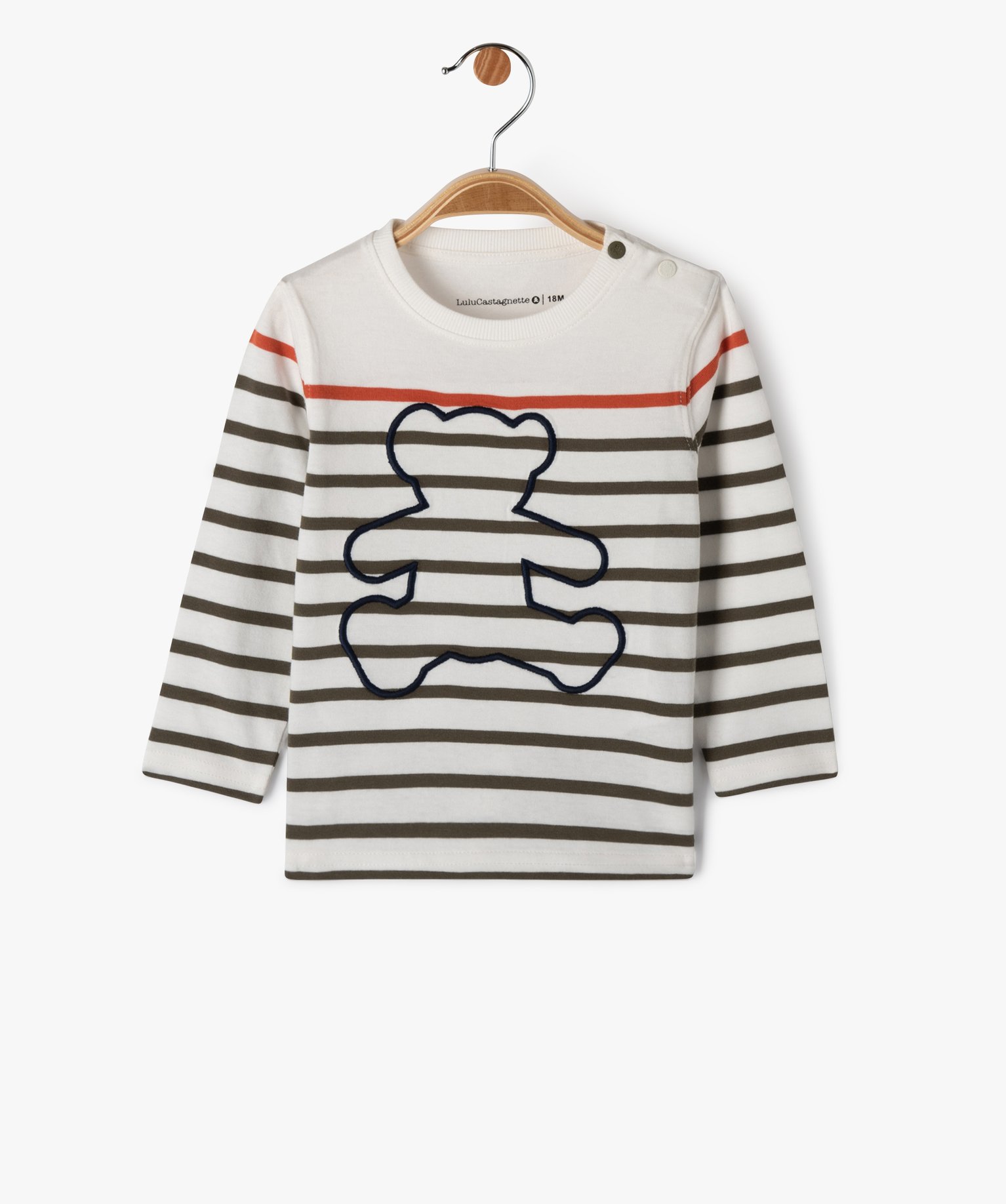 tee-shirt manches longues a rayures bebe garcon - lulucastagnette beige