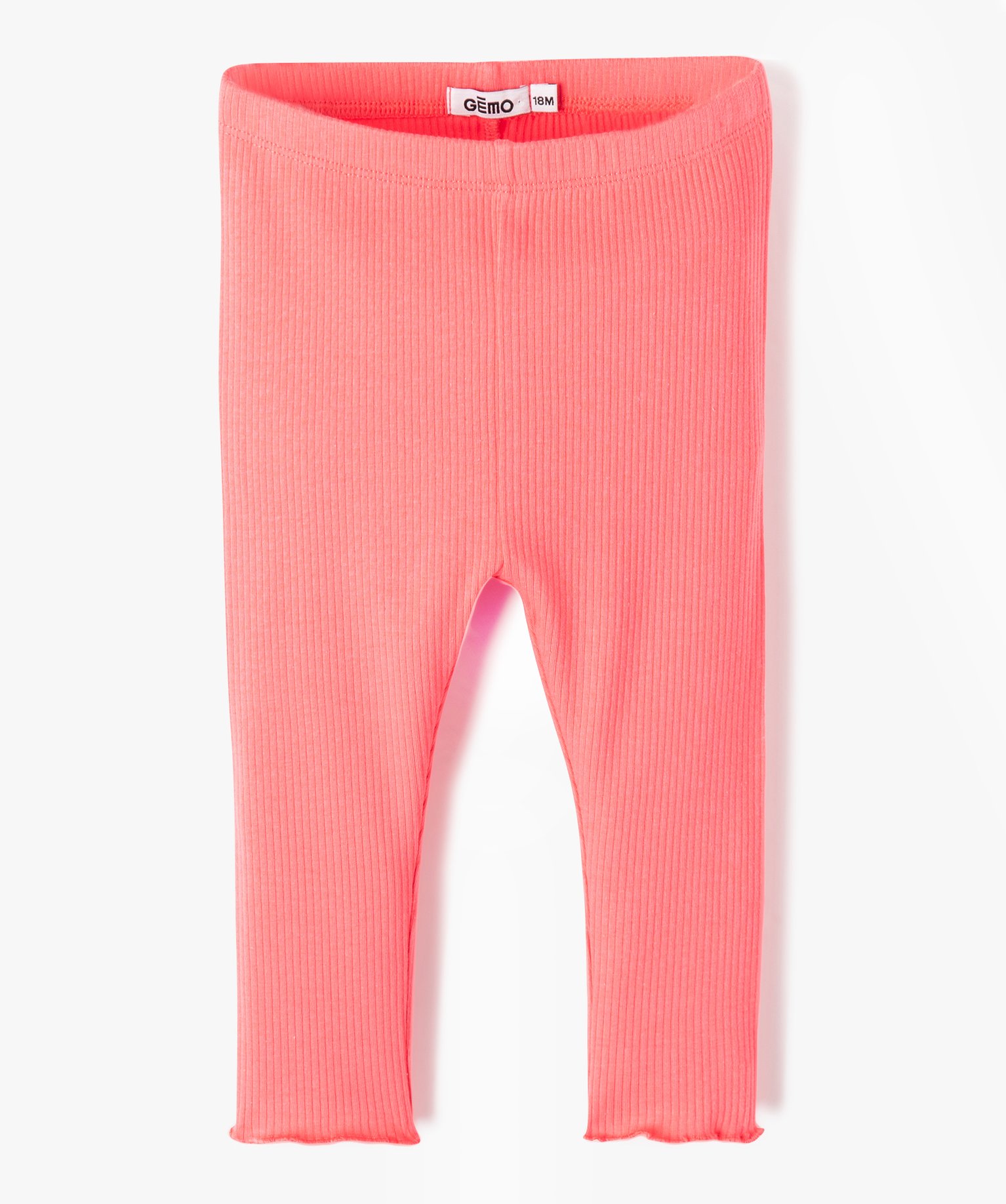 legging bebe fille en maille cotelee avec ourlet fantaisie rose leggings