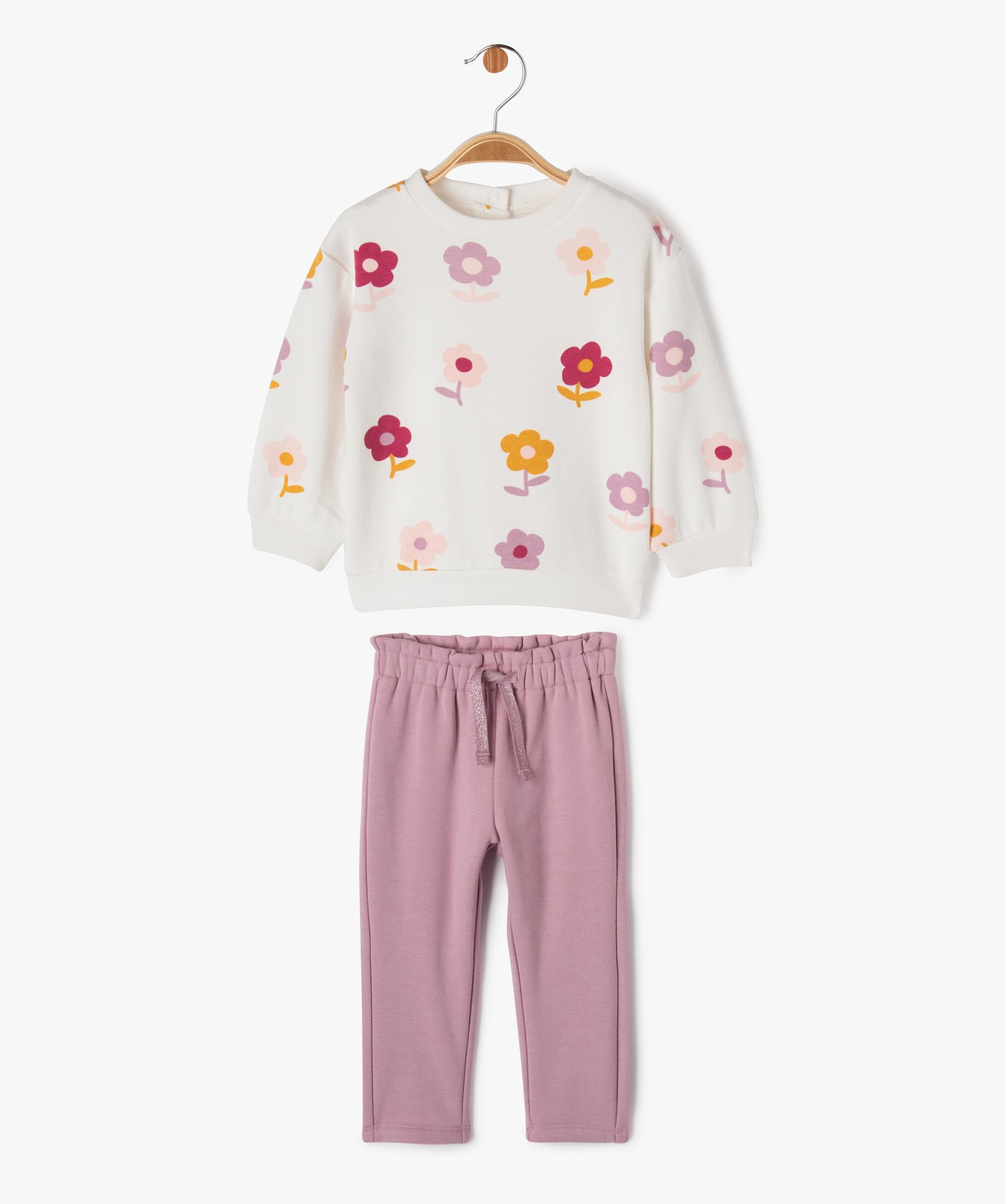 ensemble 2 pieces sweat et pantalon en molleton bebe fille multicolore