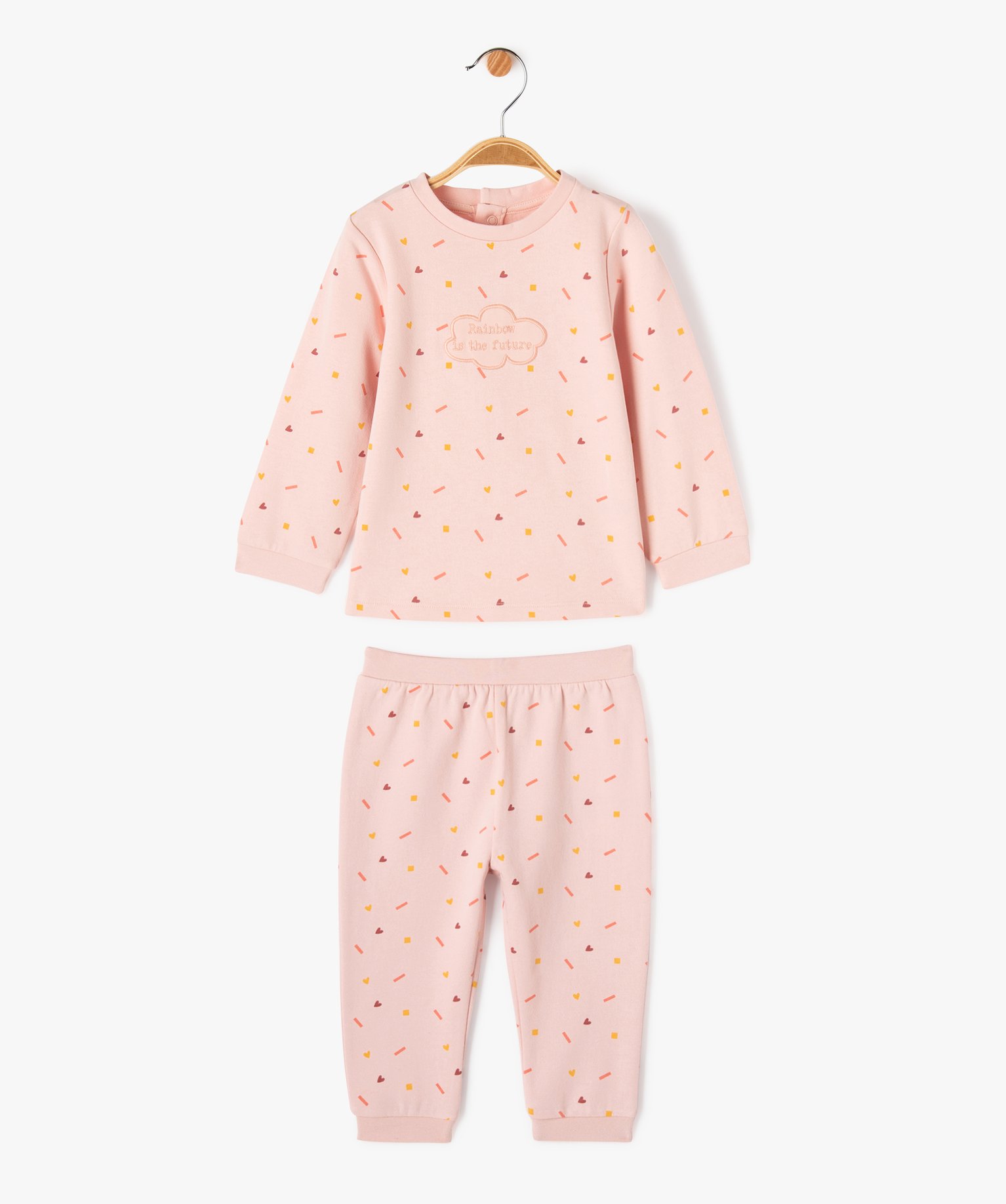 pyjama 2 pieces en molleton doux et imprime bebe fille multicolore