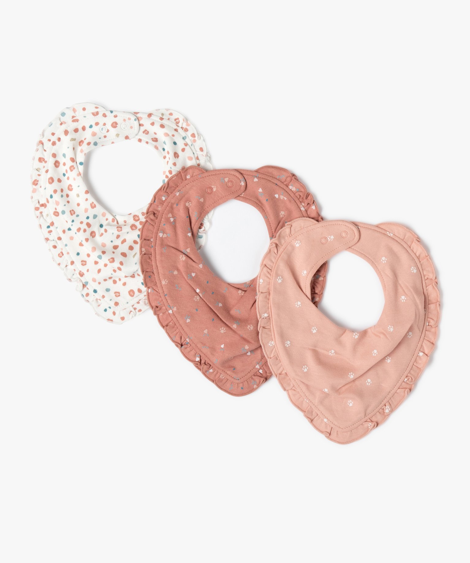 bavoirs facon bandana avec fronces bebe fille (lot de 3) rose