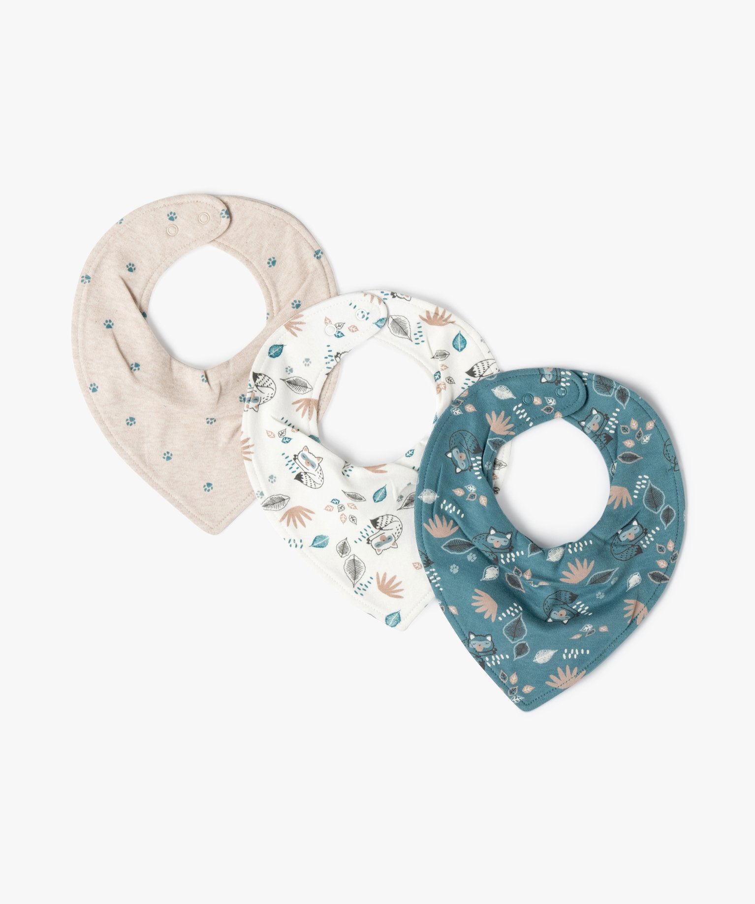 bavoirs facon bandana avec motifs animaux bebe garcon (lot de 3) bleu