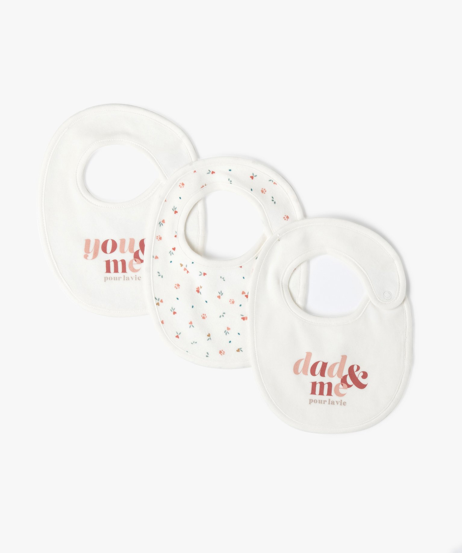 Bavoirs naissance bébé fille en velours (lot de 3) rose