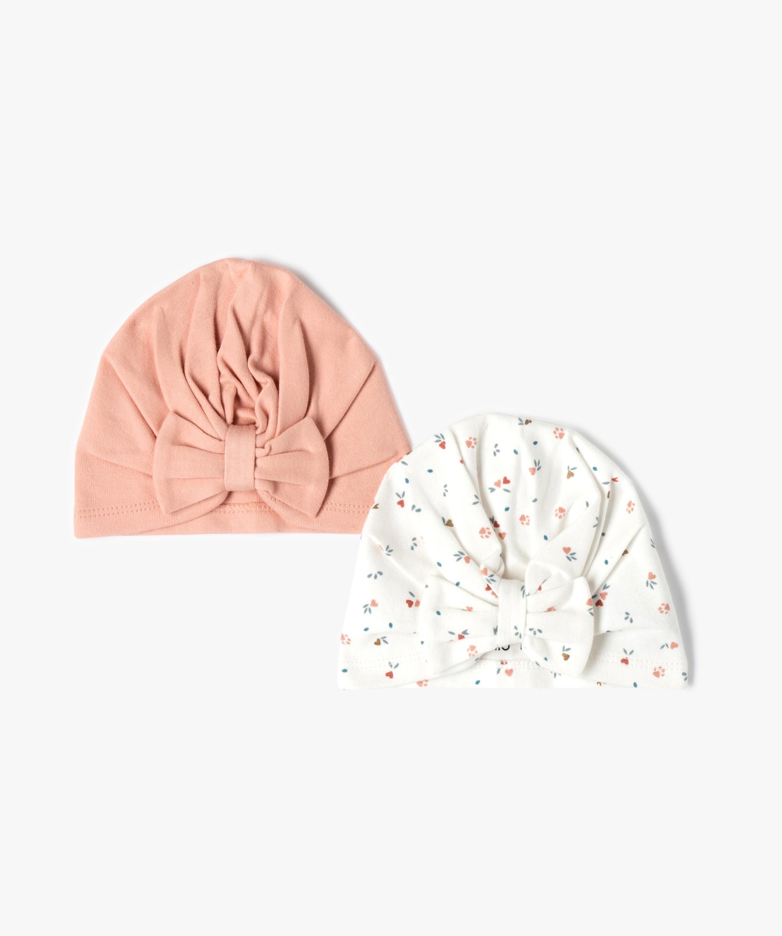 bonnet de naissance avec noeud bebe fille (lot de 2) beige accessoires  promos