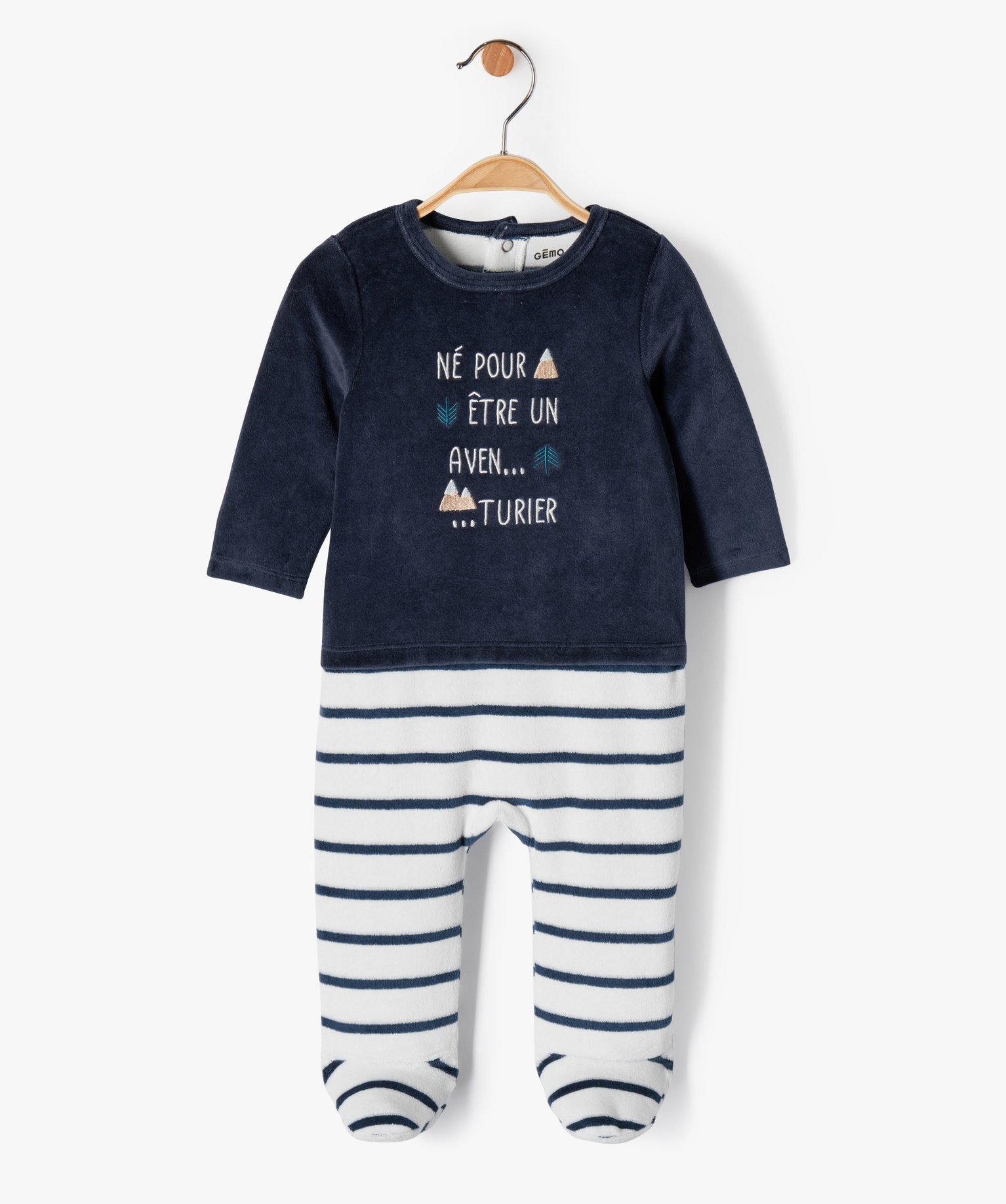 pyjama bebe garcon bicolore effet 2 en 1 bleu