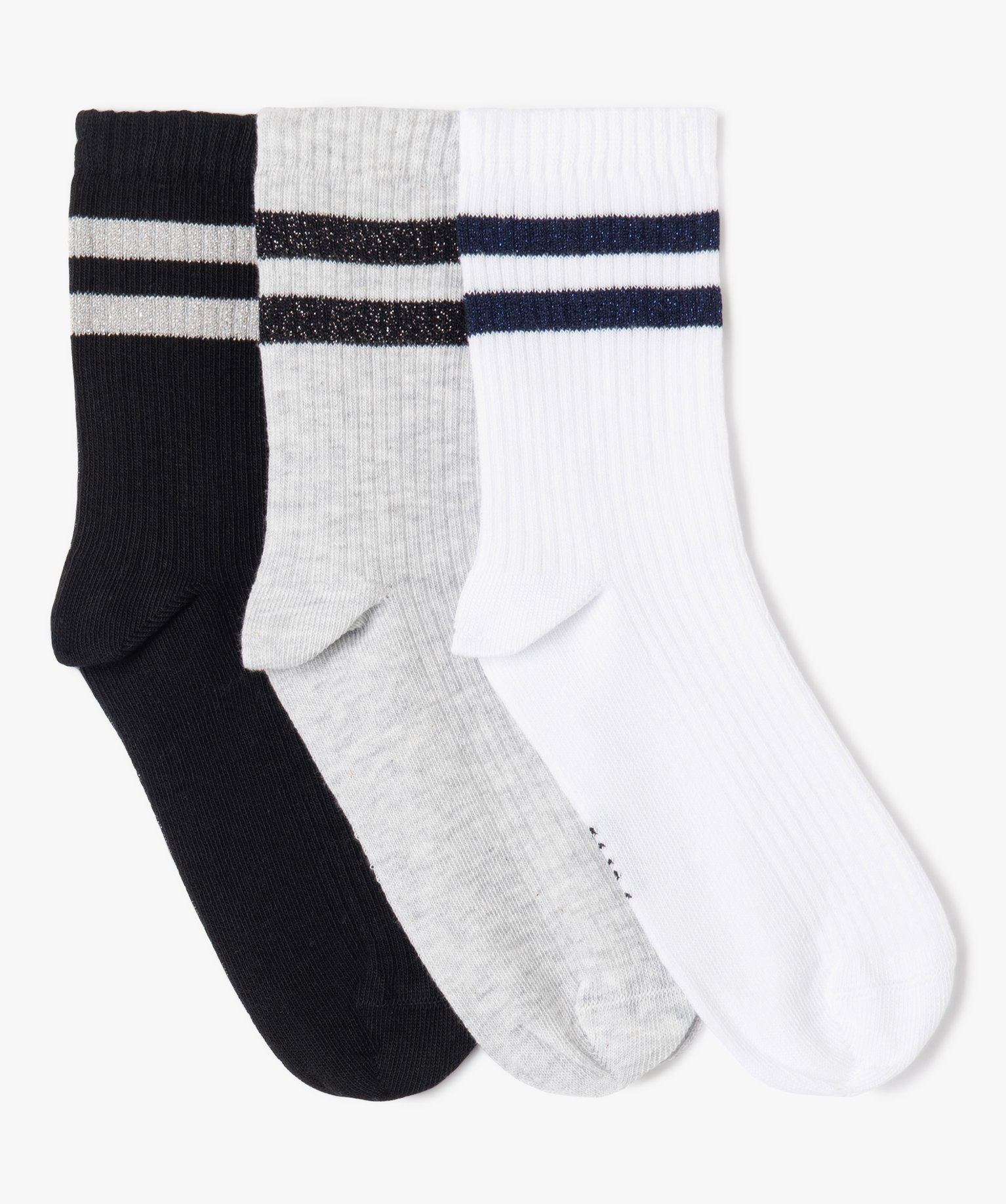 chaussettes de sport a tige haute enfant (lot de 3) noir chaussettes fille