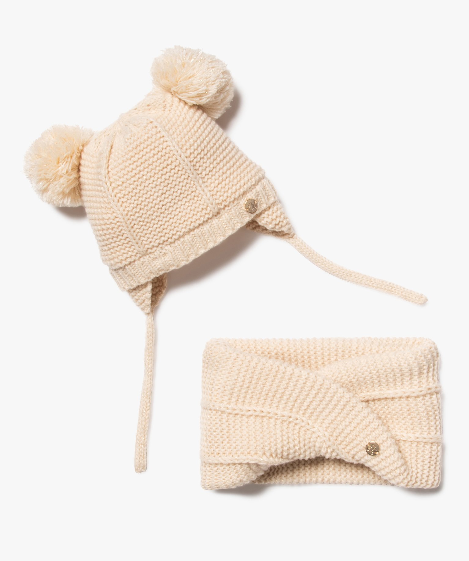 ensemble hiver 2 pieces bebe fille bonnet et echarpe - lulucastagnette  beige bebe