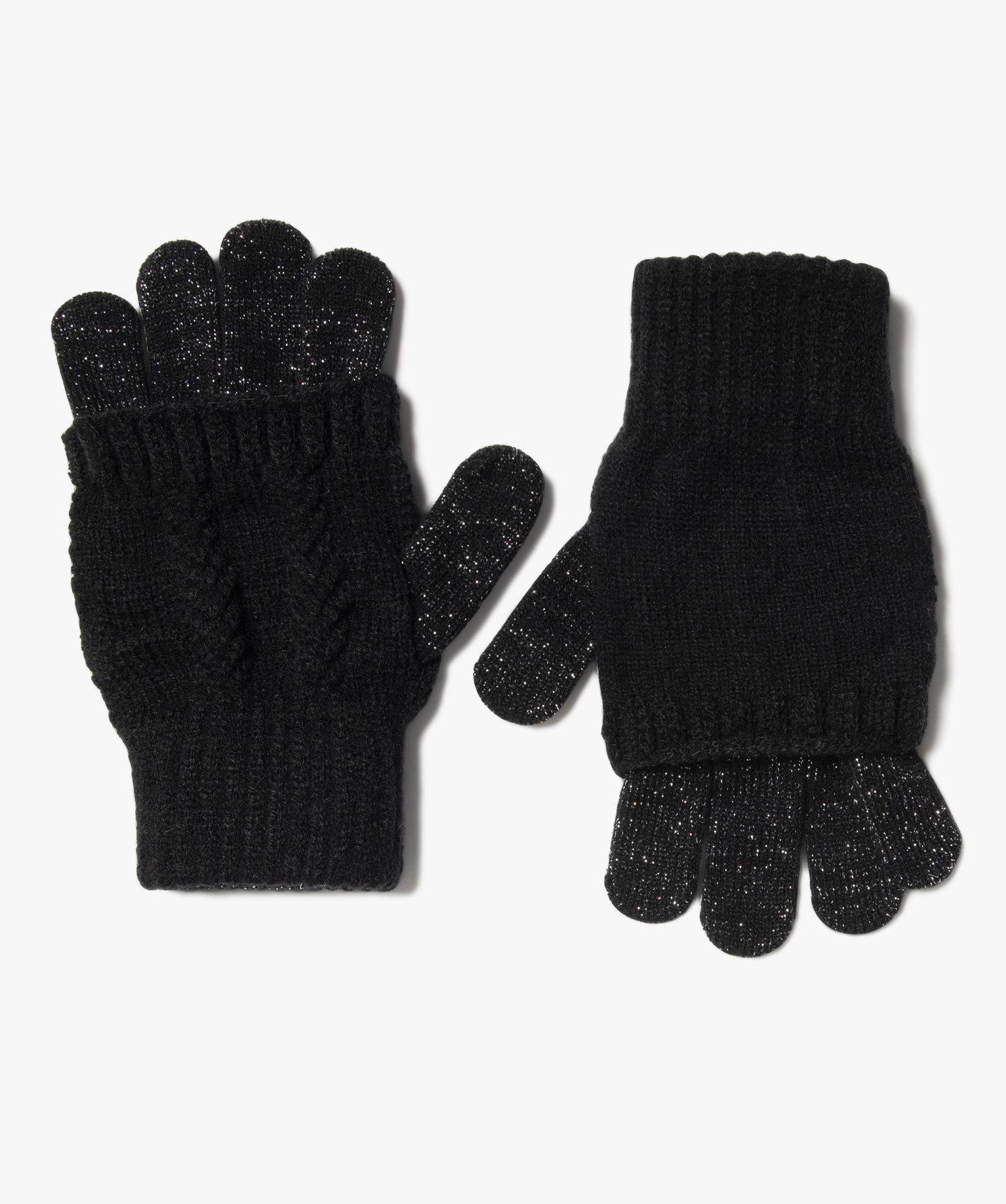 gants 2-en-1 avec mitaines fille noir