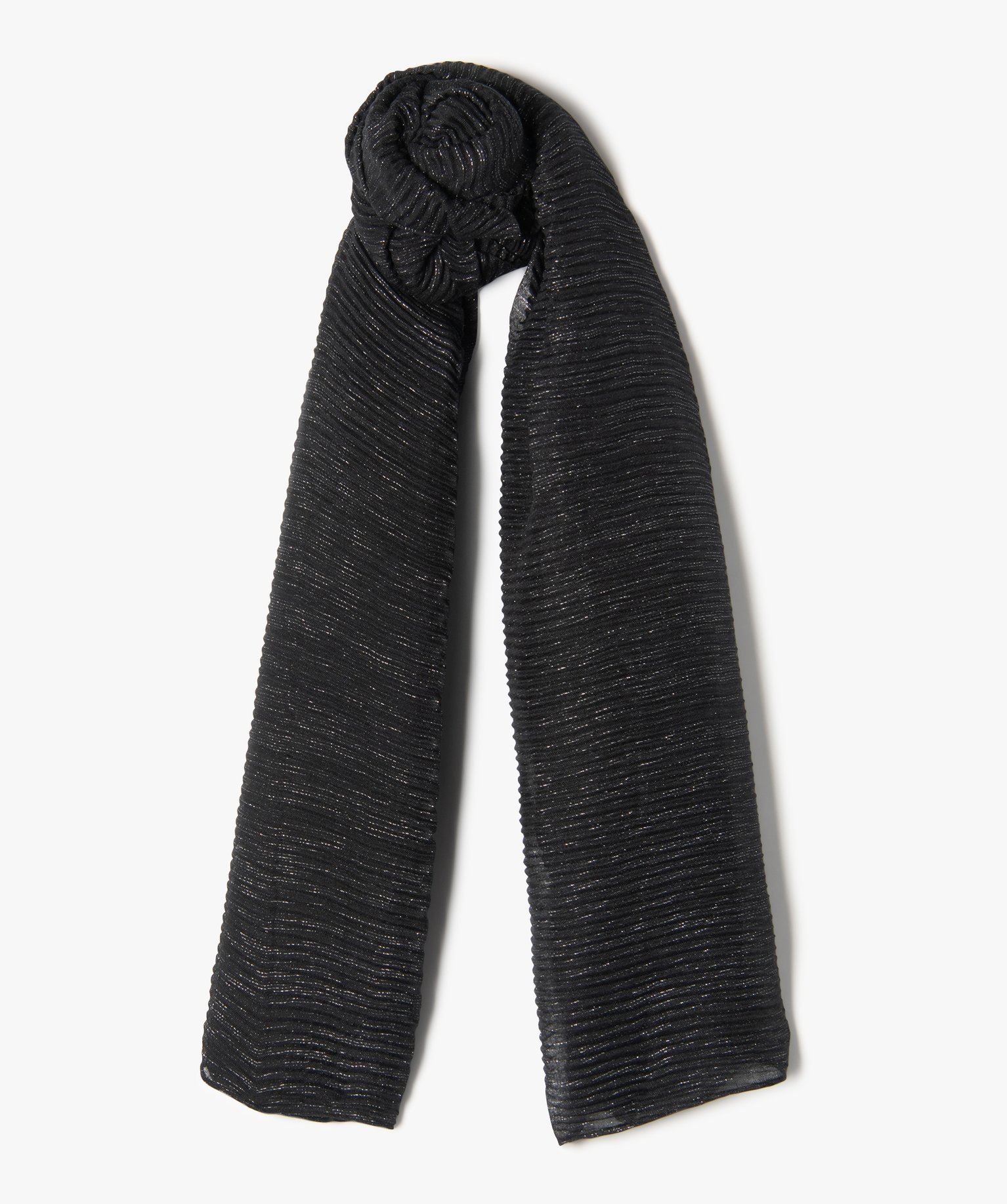 foulard paillete en maille gaufree femme noir standard foulards