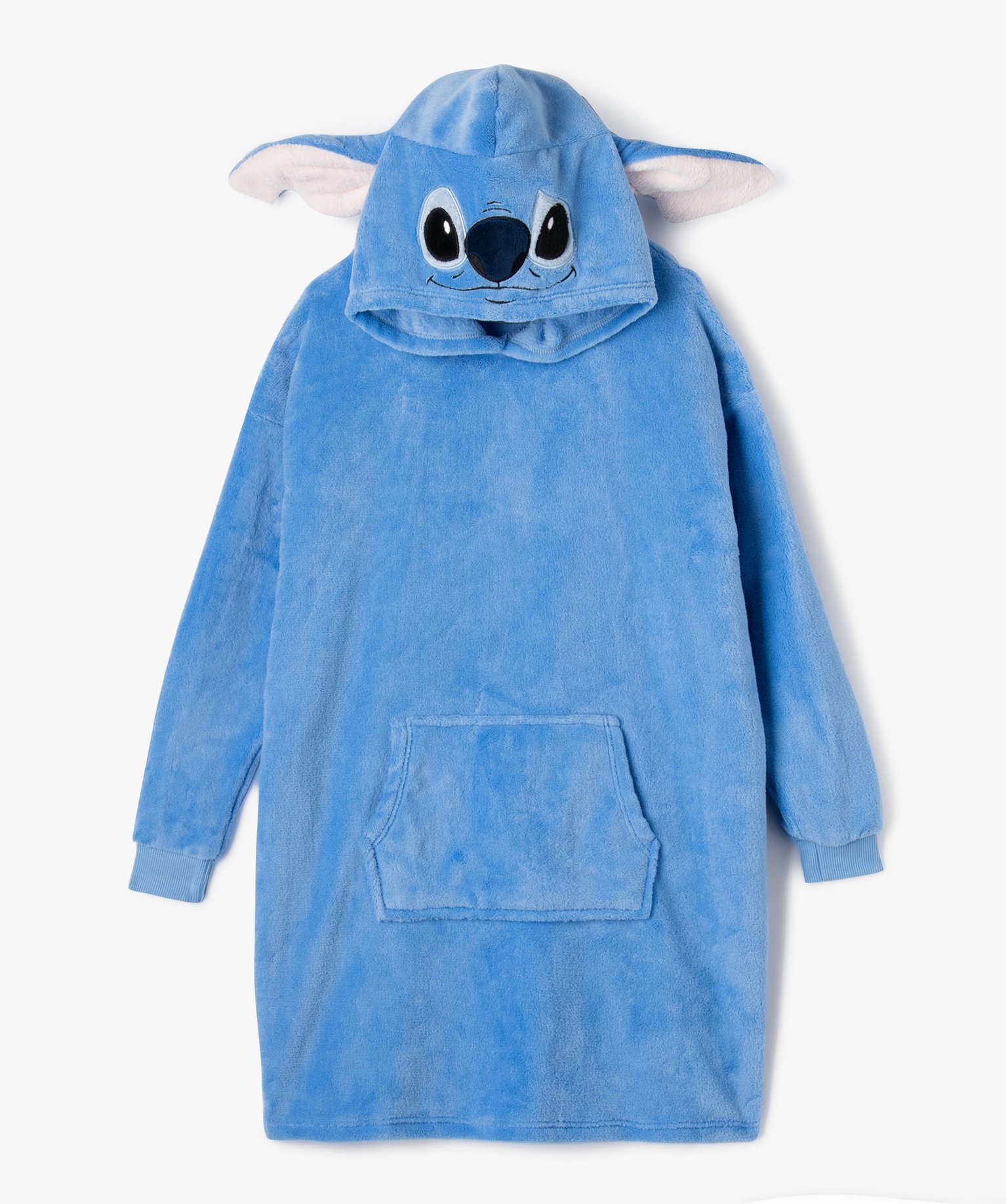 chemise de nuit a capuche stitch fille - disney bleu fille