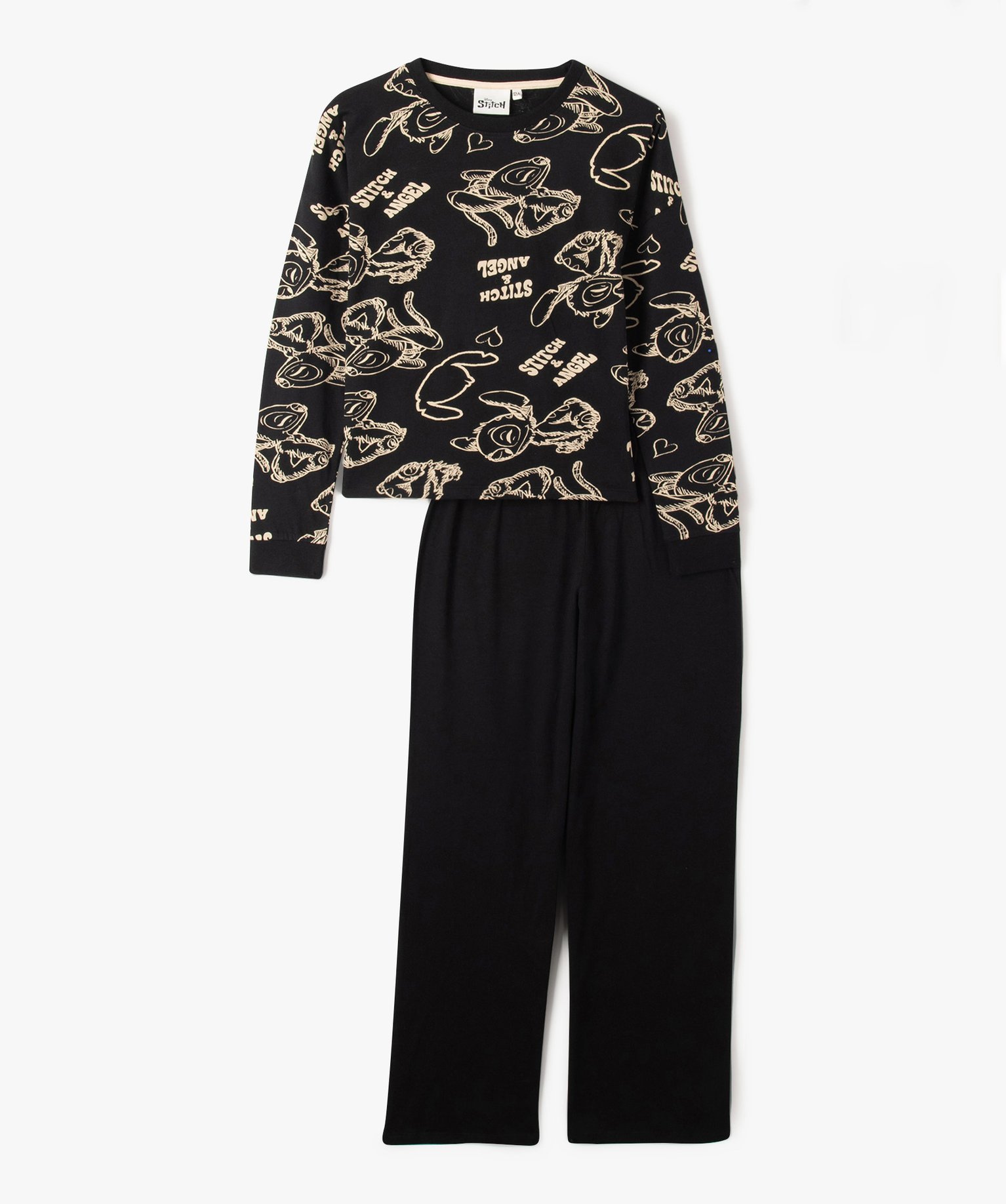 pyjama a manches longues avec motifs stitch fille - disney imprime