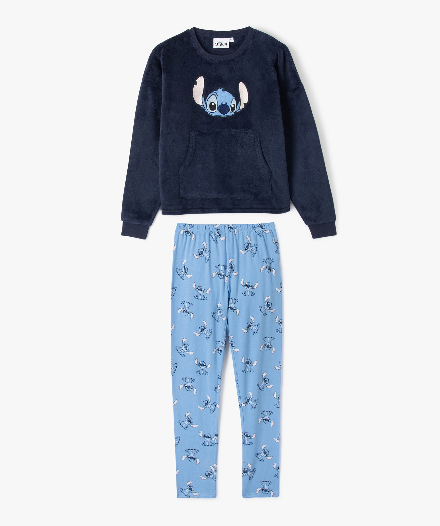 pyjama bi-matieres avec motif stitch fille - disney bleu fille