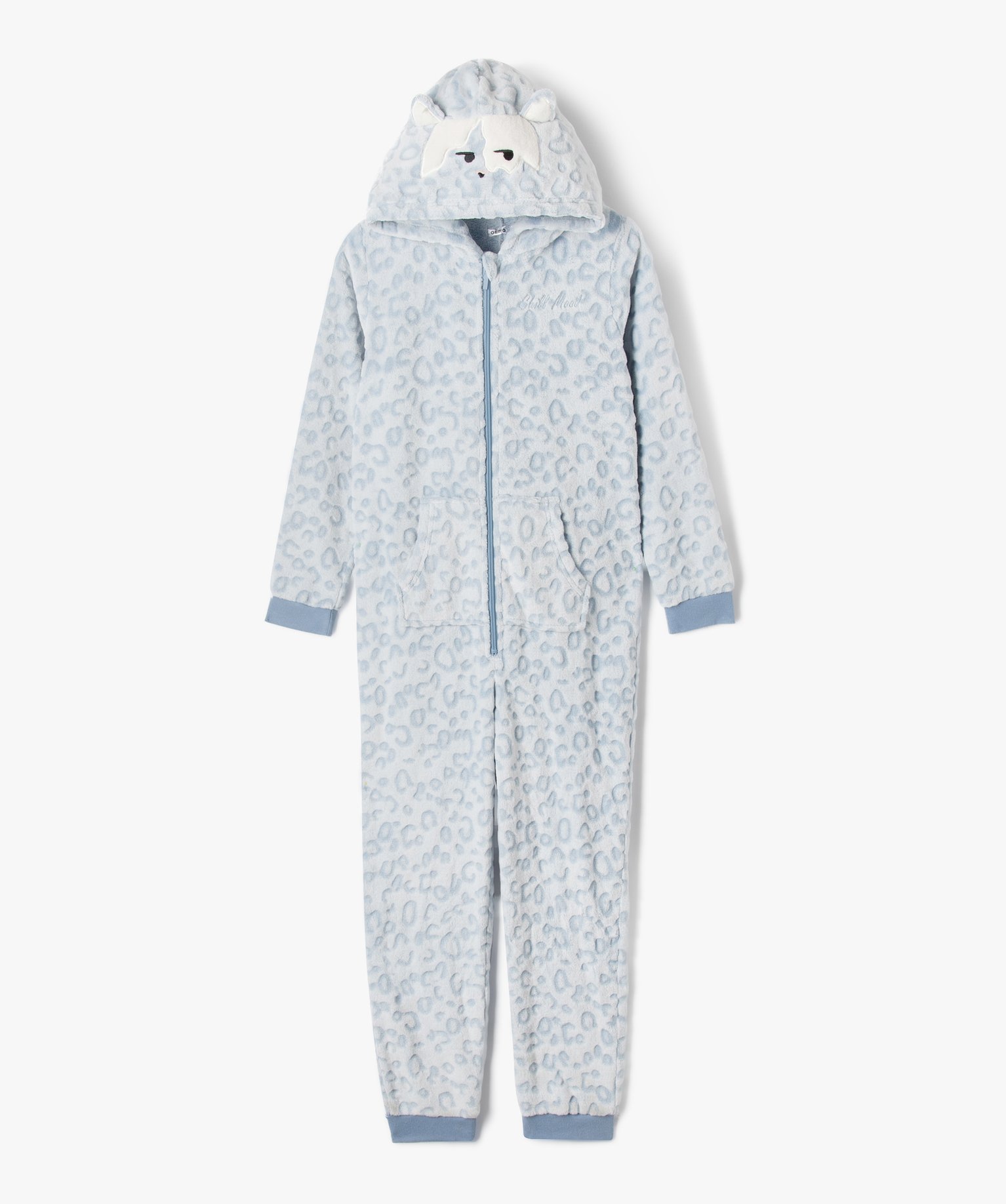 combinaison pyjama a capuche motif animal fille bleu pyjamas promos