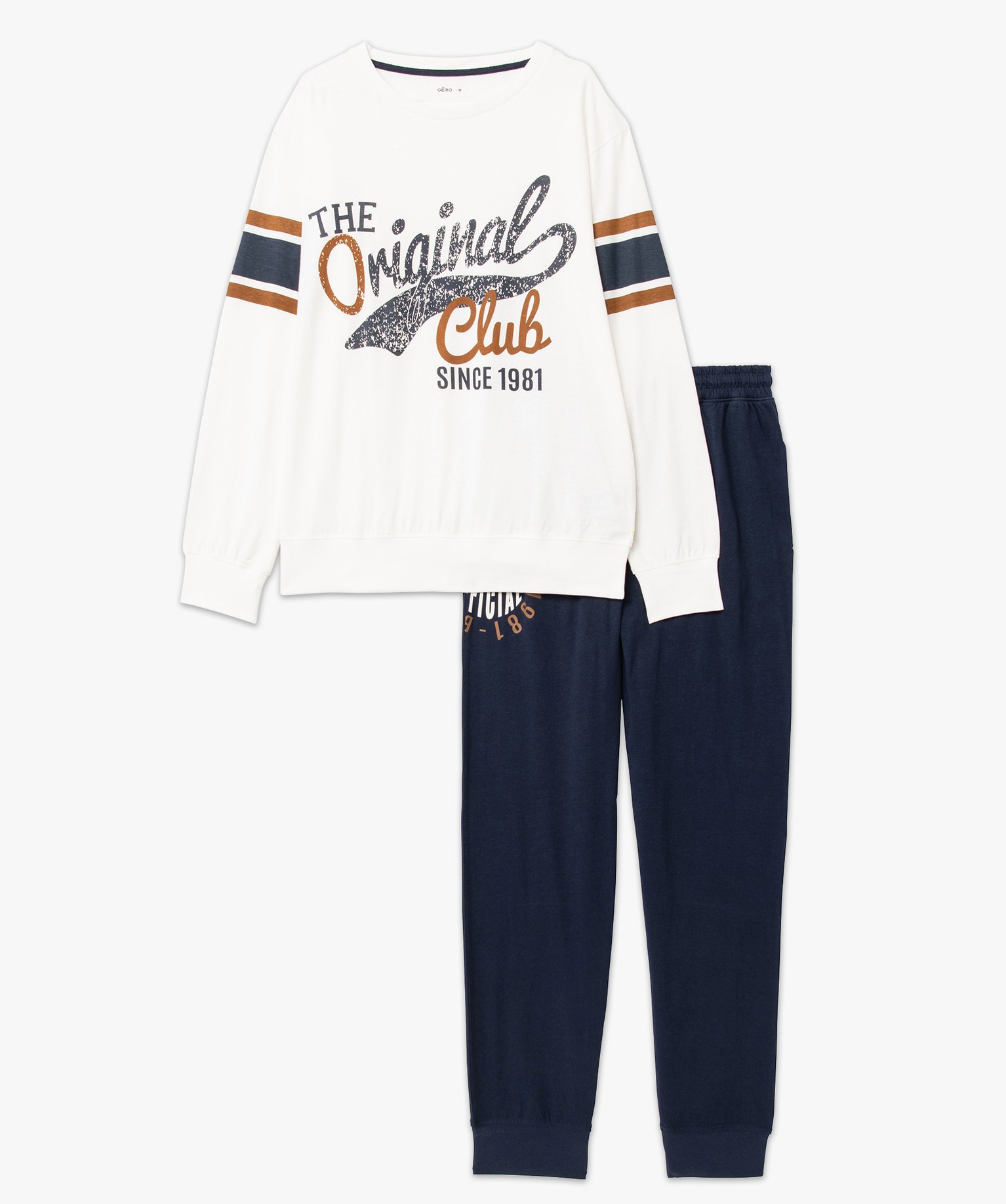 pyjama en coton fin look sport homme beige pyjamas et peignoirs homme GEMO