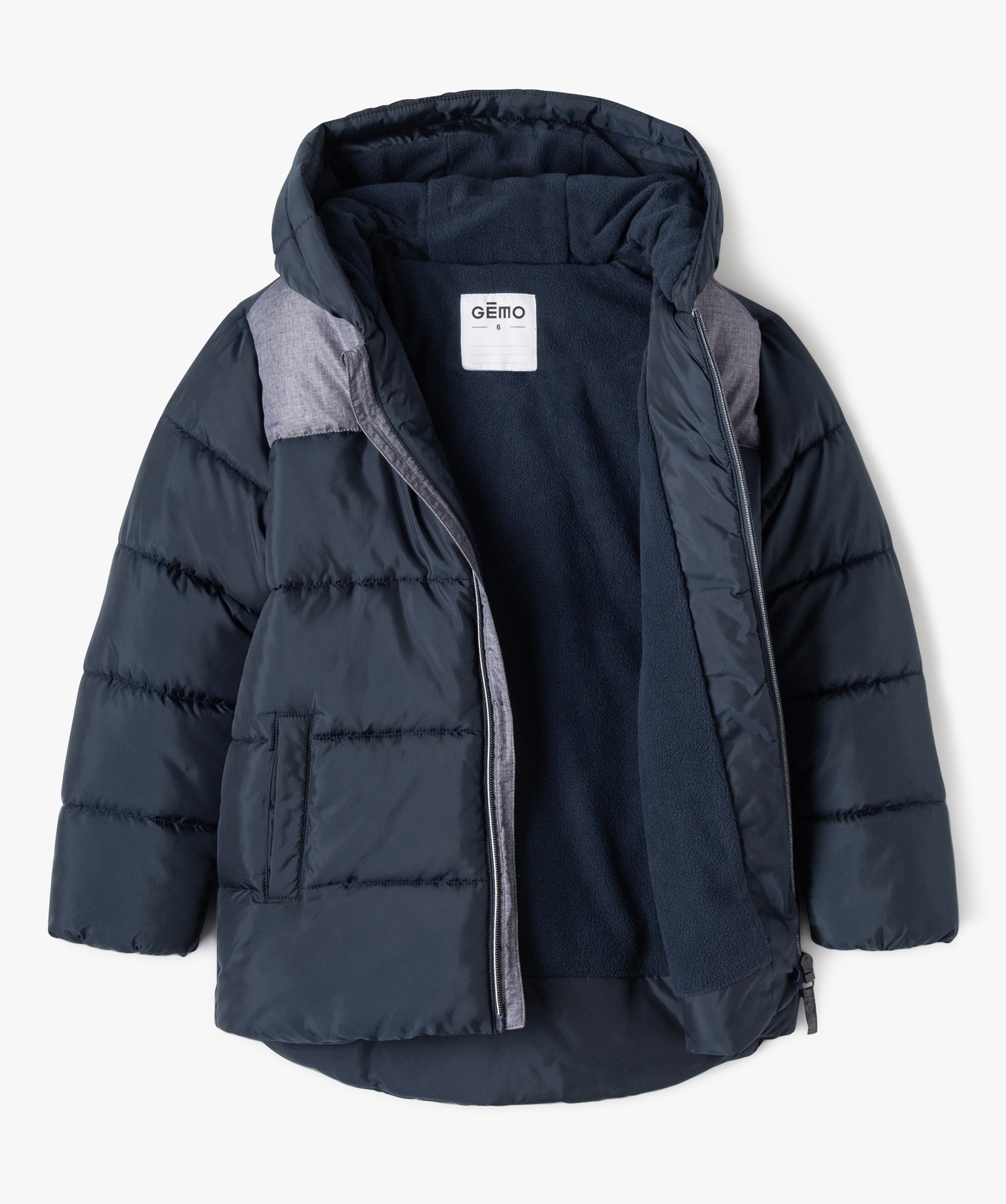 blouson a capuche matelasse et deperlant garcon bleu blousons et vestes garcon GEMO