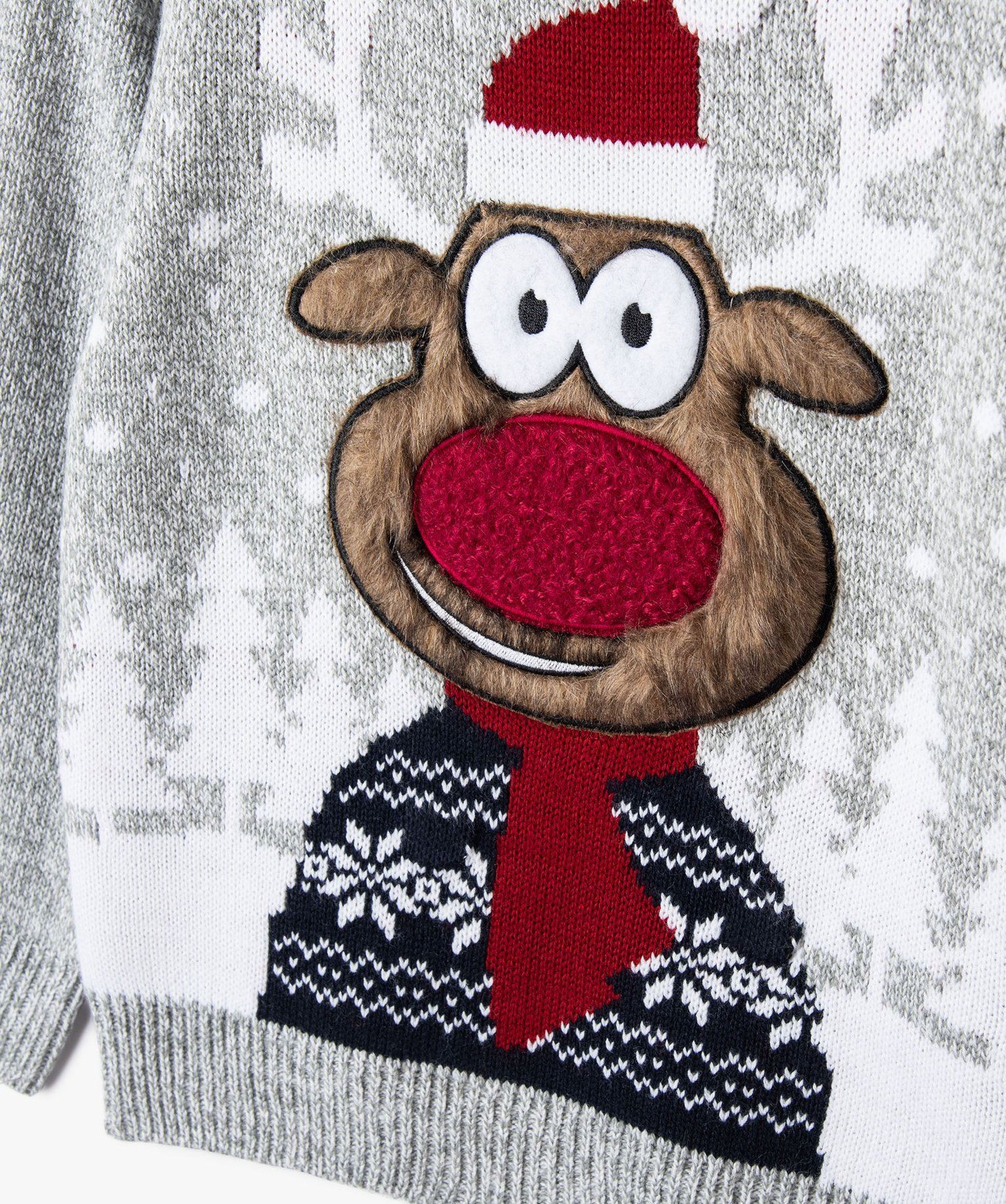 pull de noel avec motif renne et leds clignotantes garcon gris