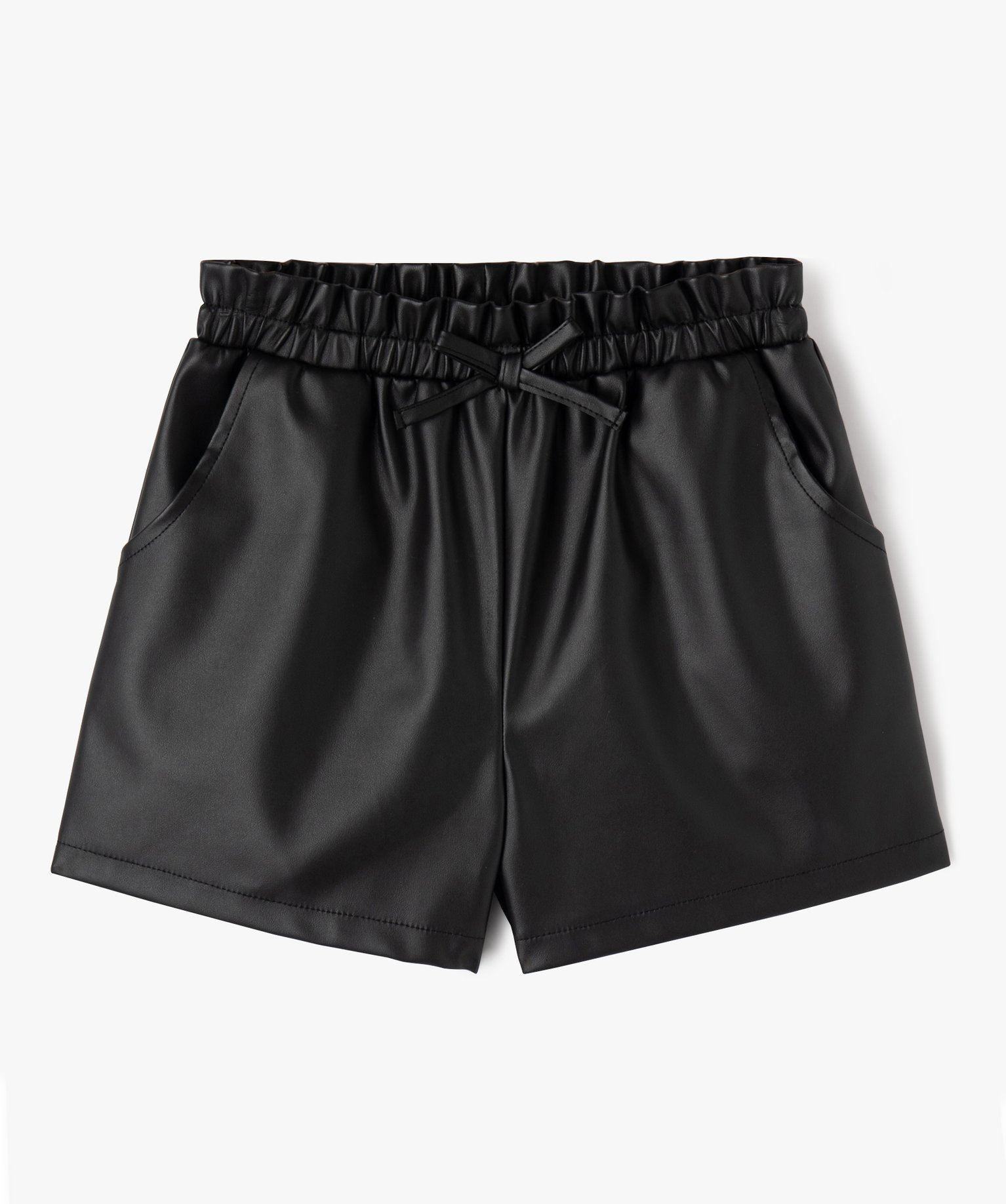 short en matiere synthetique cuir imitation fille noir standard