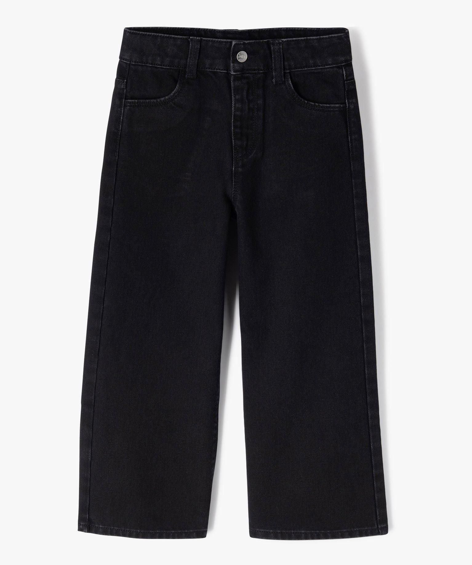 jean wide leg avec taille ajustable fille noir standard jeans