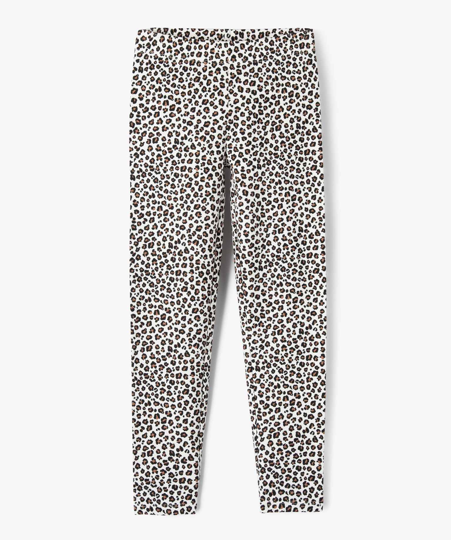 legging en coton stretch imprime leopard fille beige pantalons fille GEMO