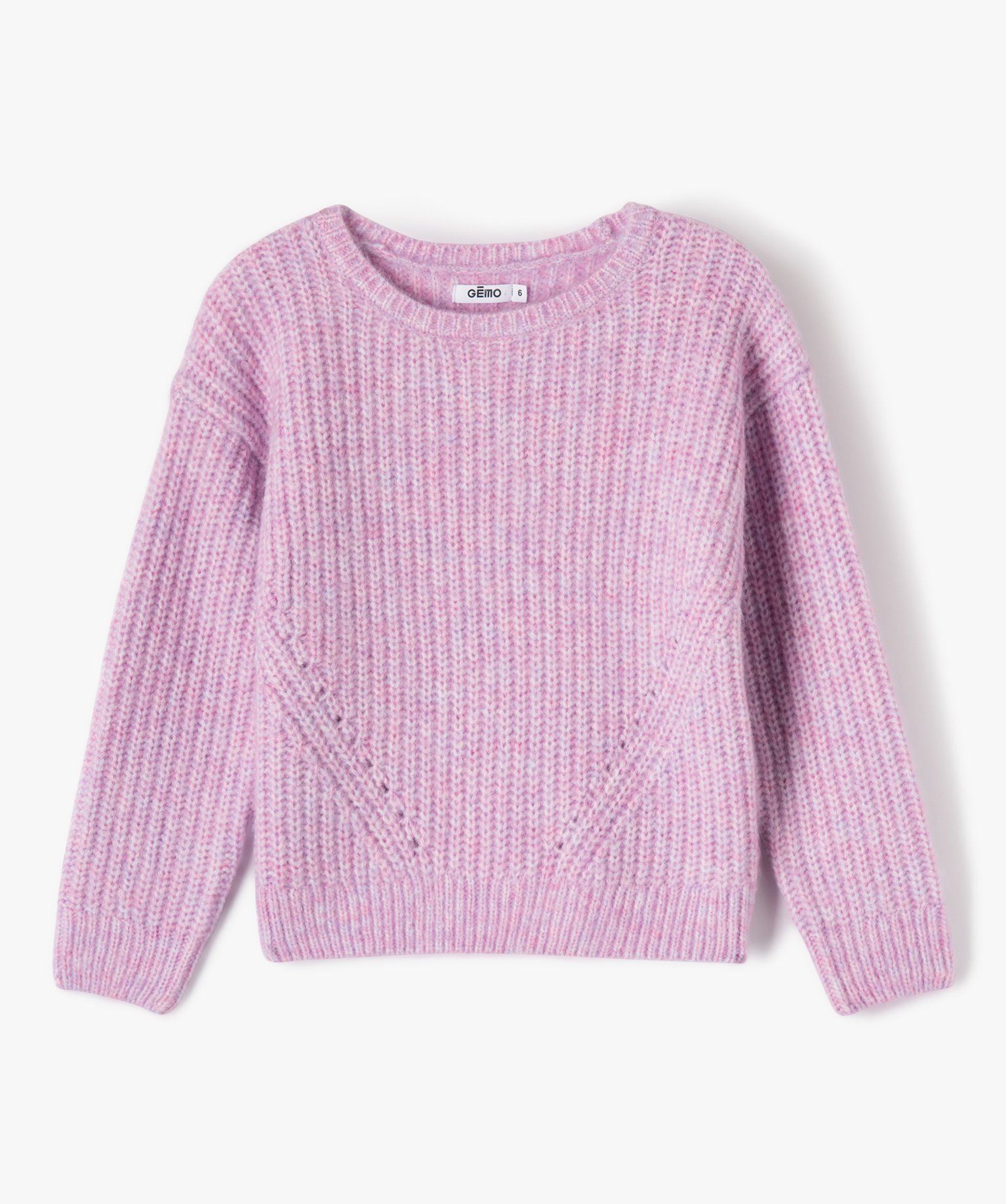 pull en grosse maille a col rond fille rose standard pulls fille